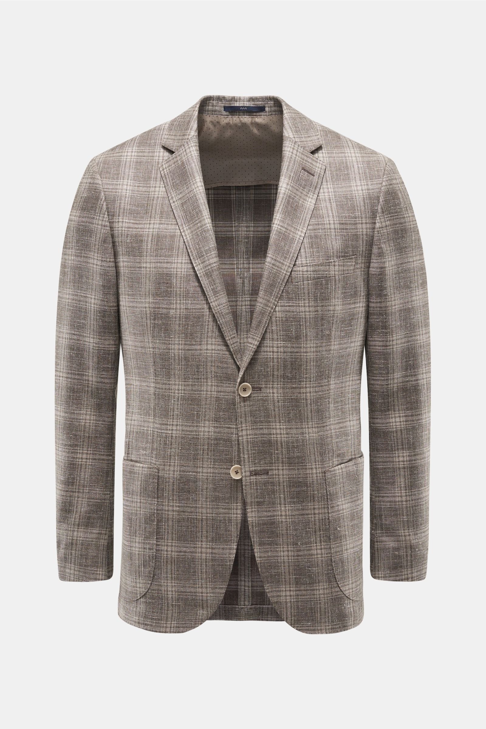 Smart-casual jacket 'Sendrik' grey-brown/beige checked
