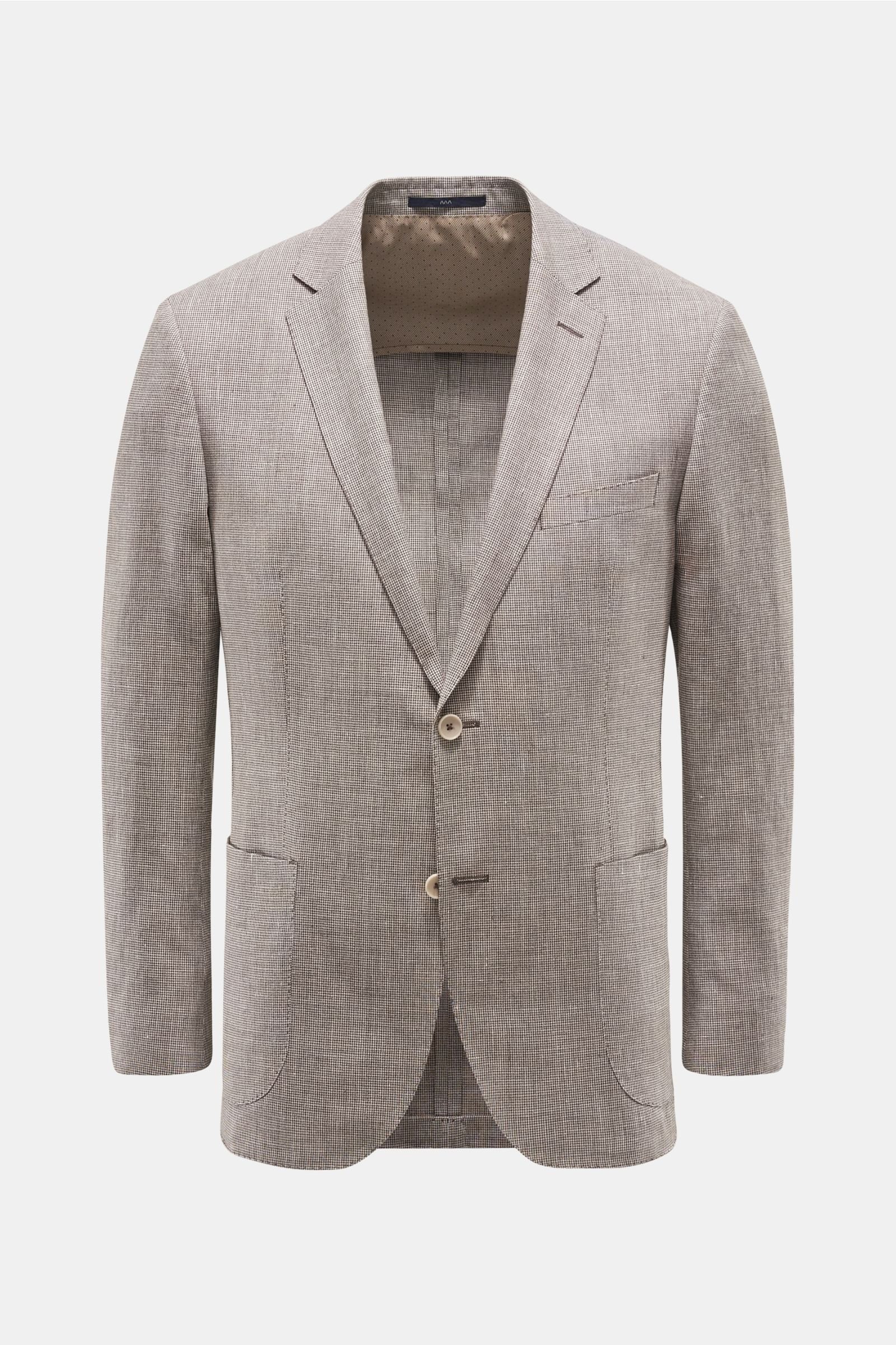 Smart-casual jacket 'Sendrik' beige/dark brown checked
