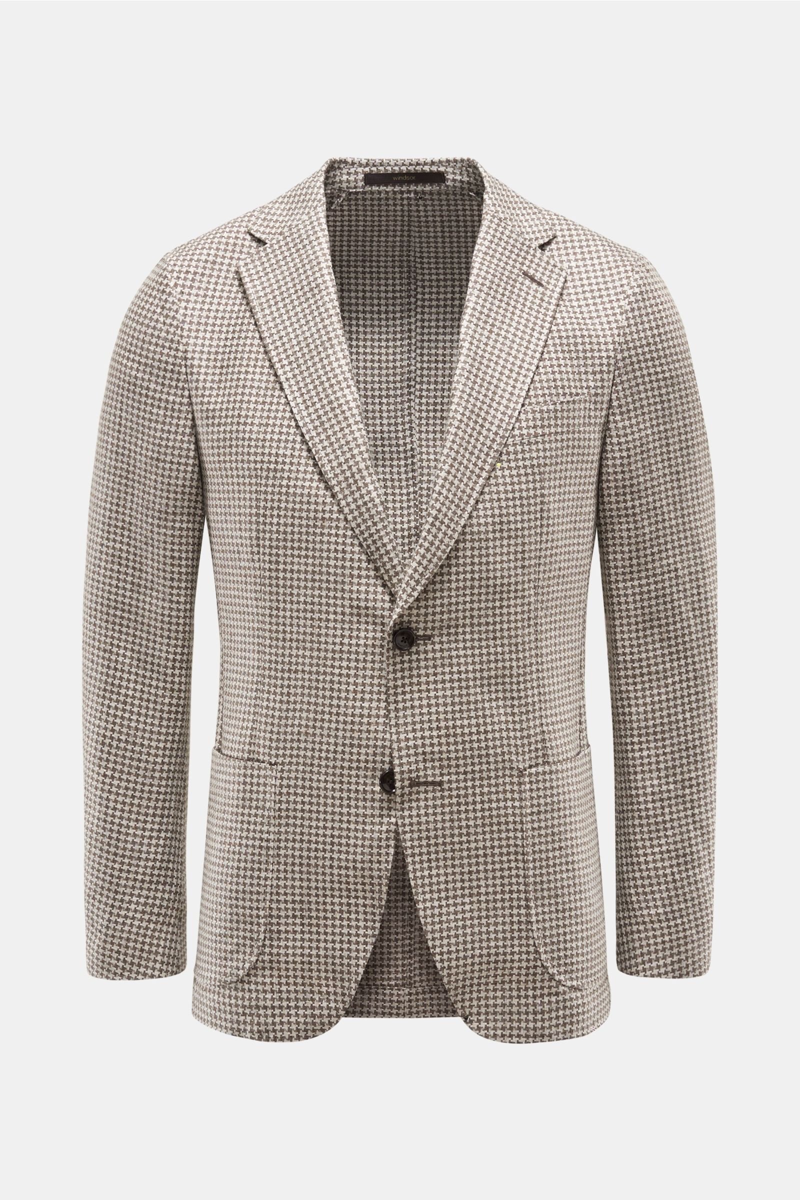 Linen smart-casual jacket 'Giro' grey-brown checked
