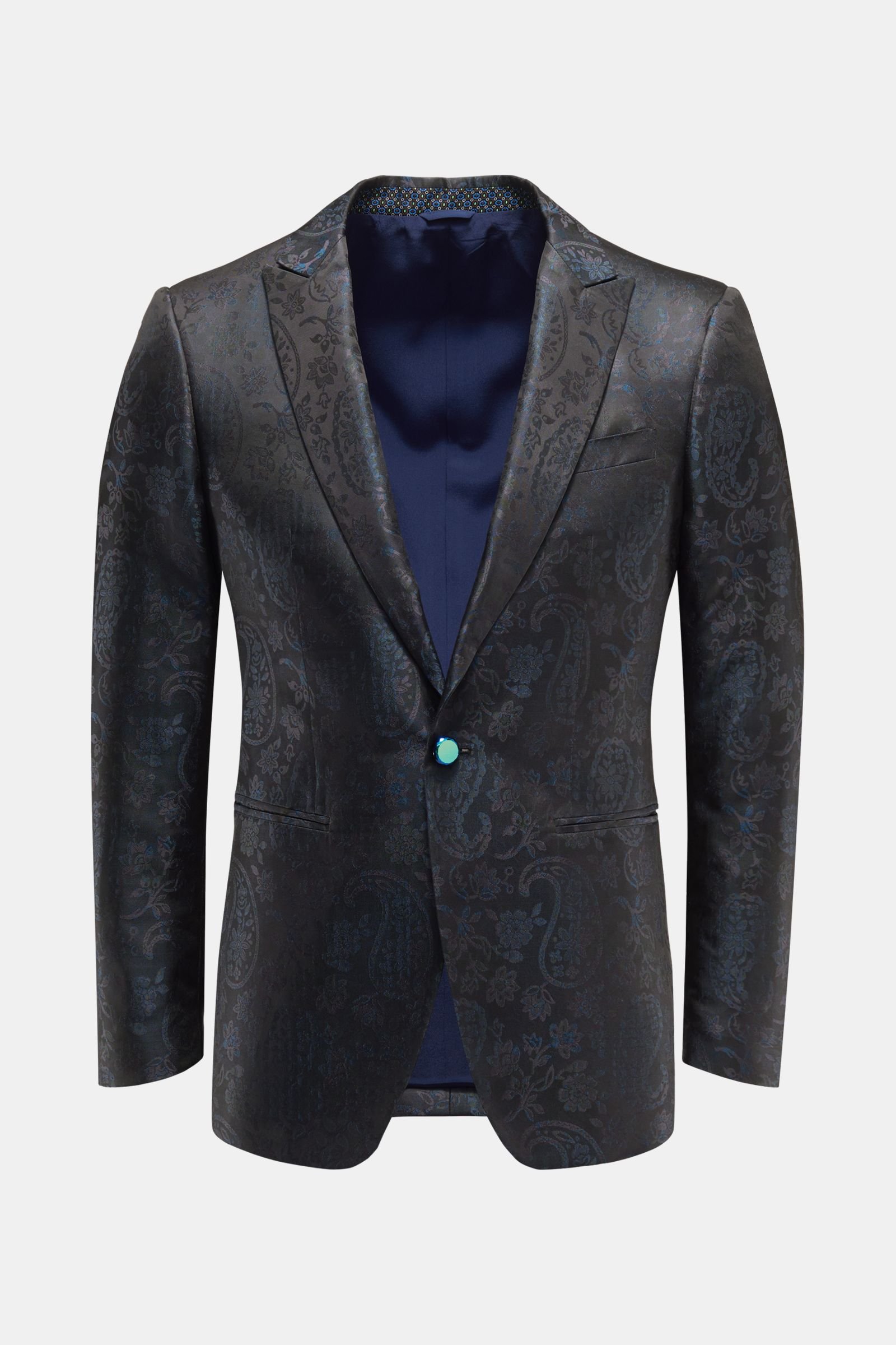 Tuxedo smart-casual jacket anthracite/teal patterned
