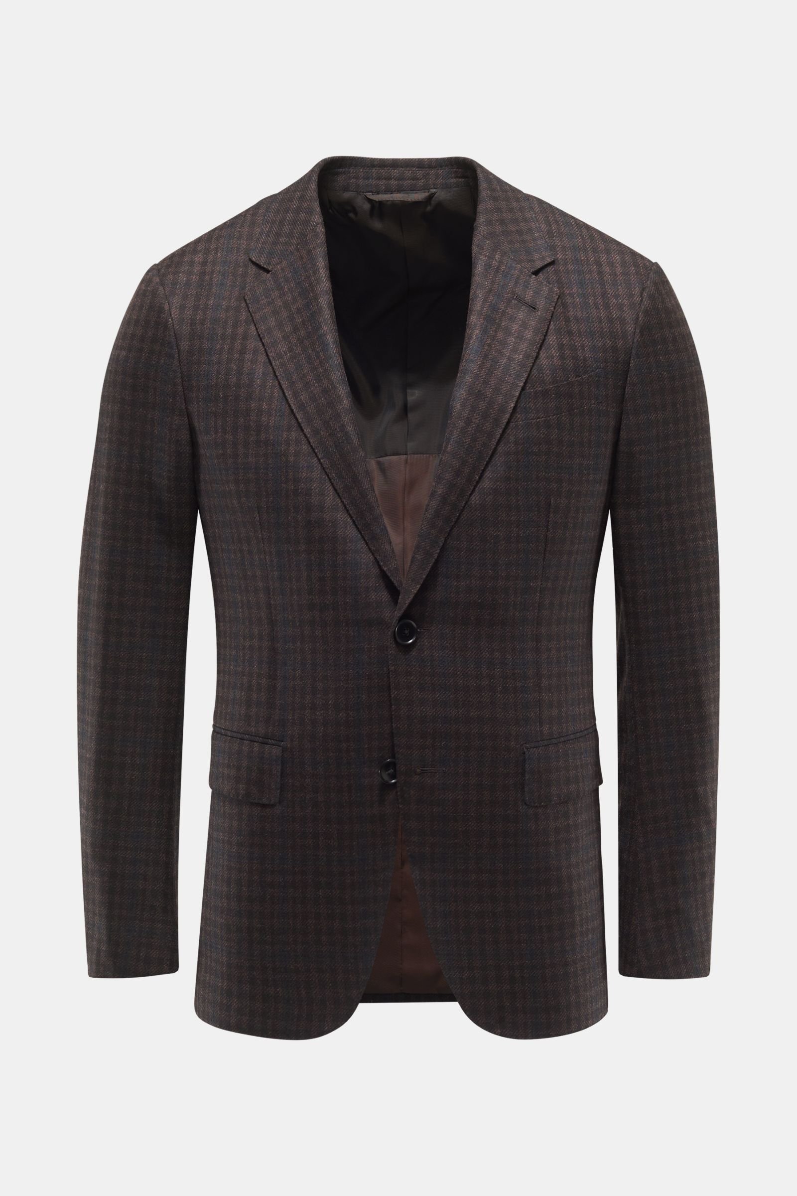 Smart-casual jacket dark brown checked
