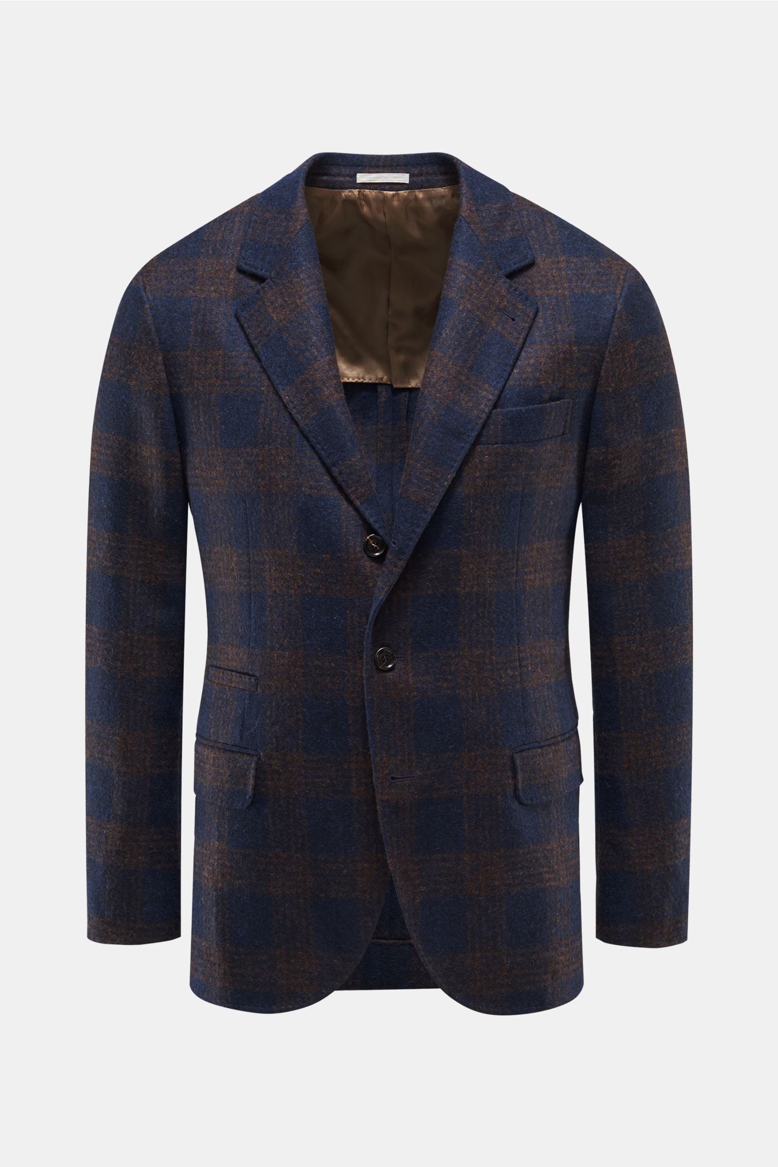 Smart-casual jacket navy/brown checked