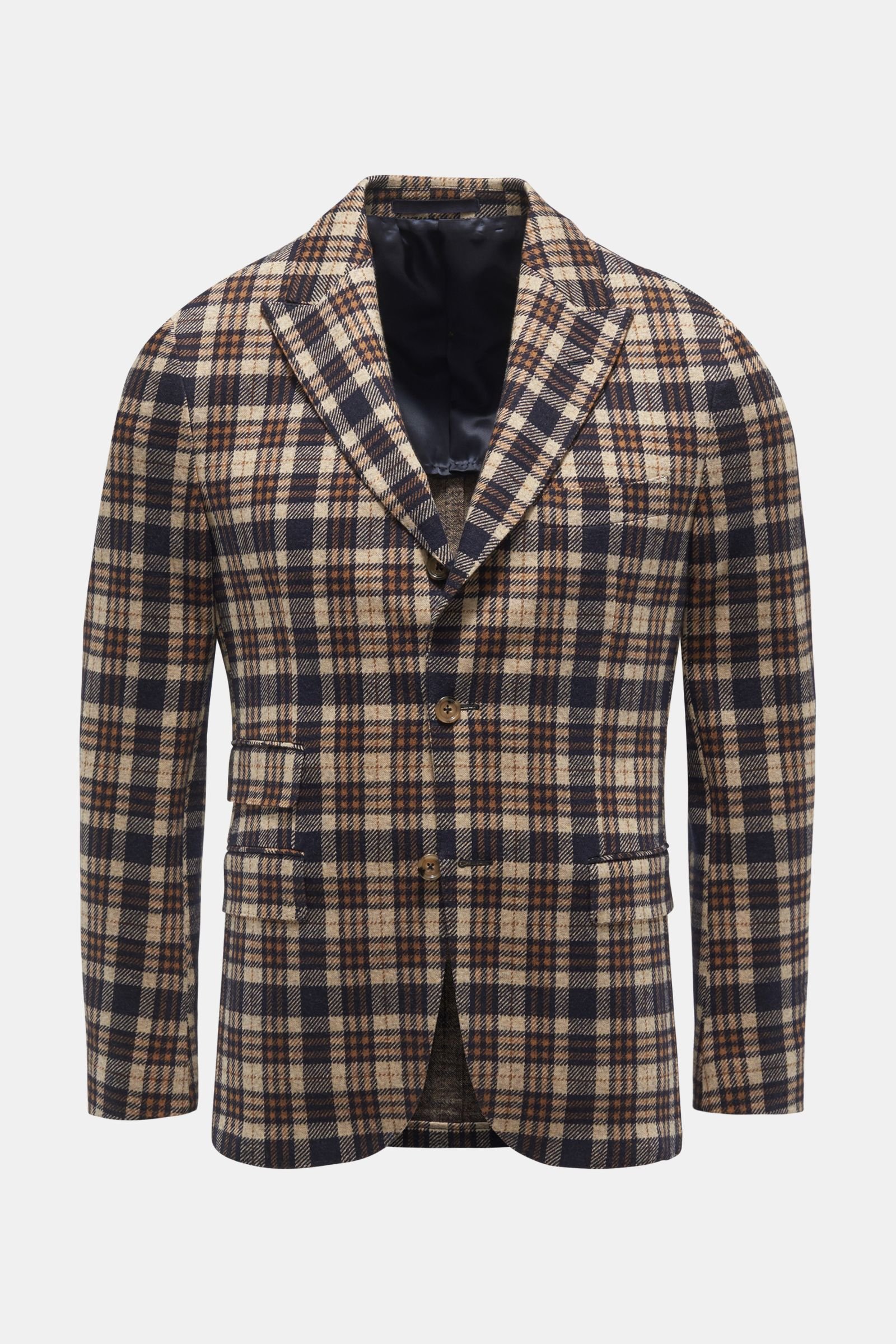 Smart-casual jacket beige/black checked