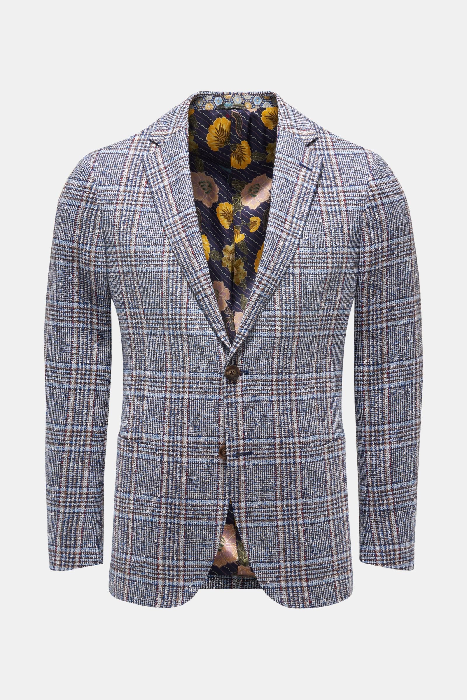 Smart-casual jacket smoky blue/brown checked