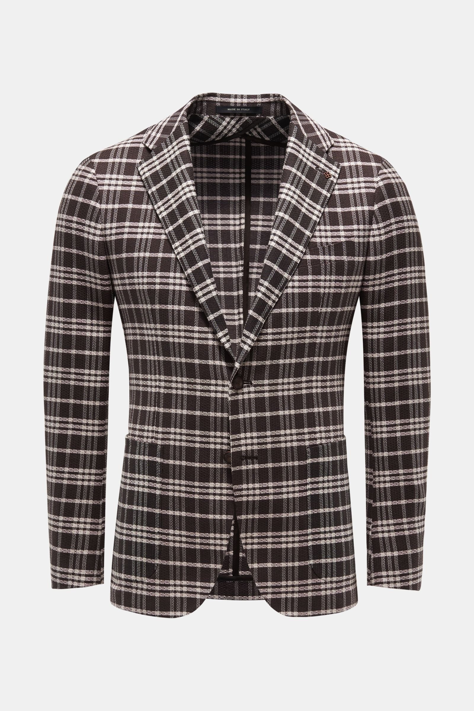 Smart-casual jacket dark brown/white checked