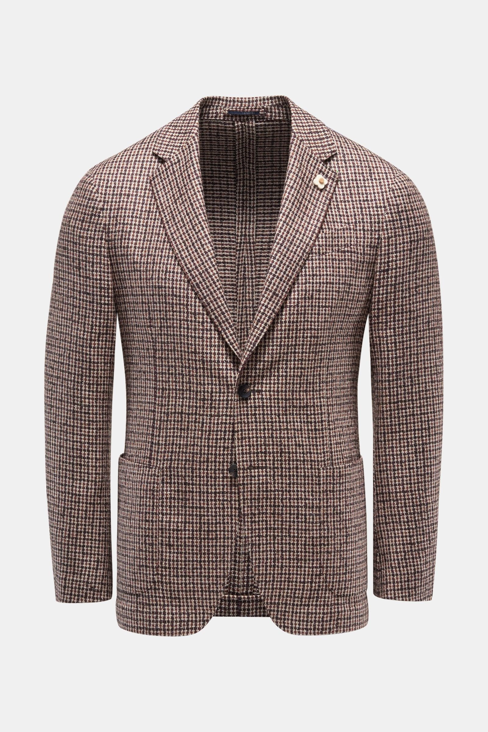 Smart-casual jacket light brown/black checked
