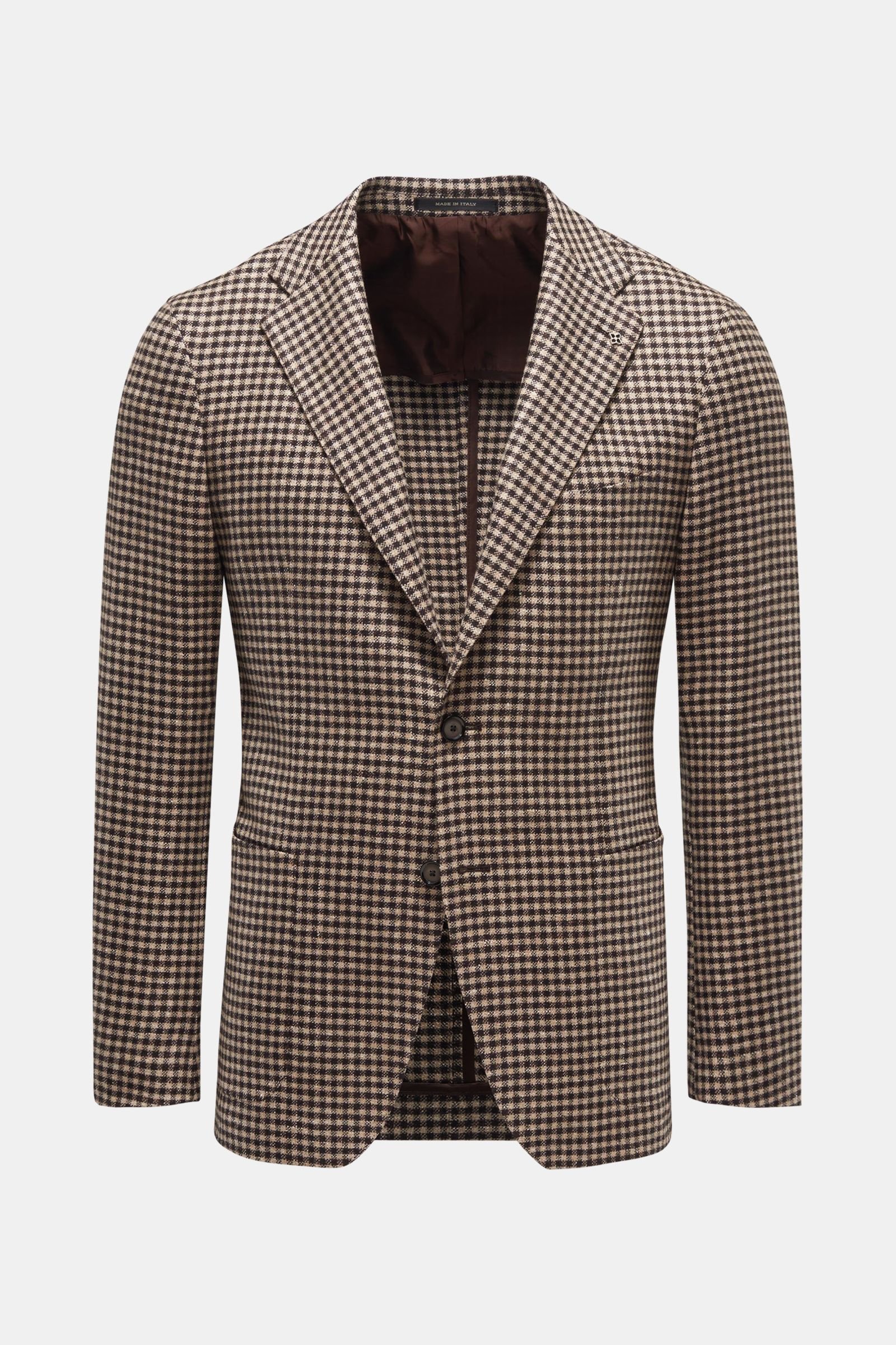 Smart-casual jacket beige/dark brown checked