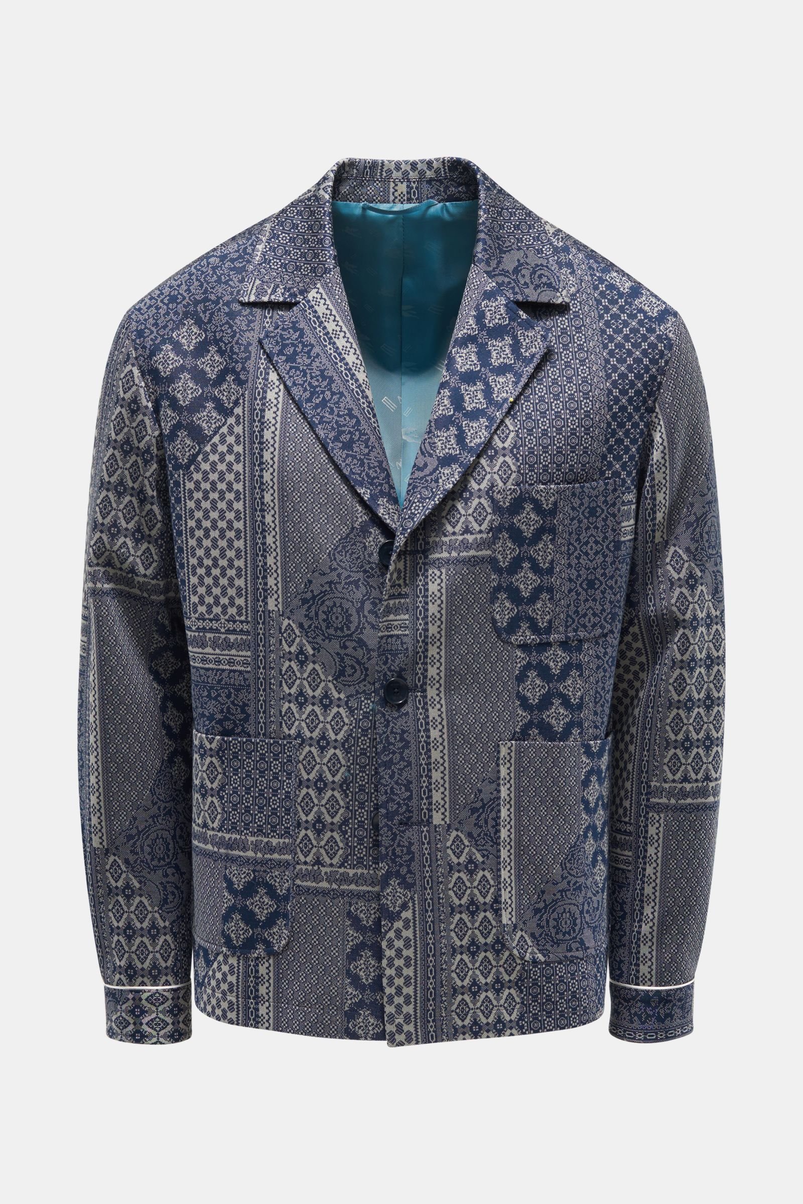 Jersey smart-casual jacket navy/light grey patterned