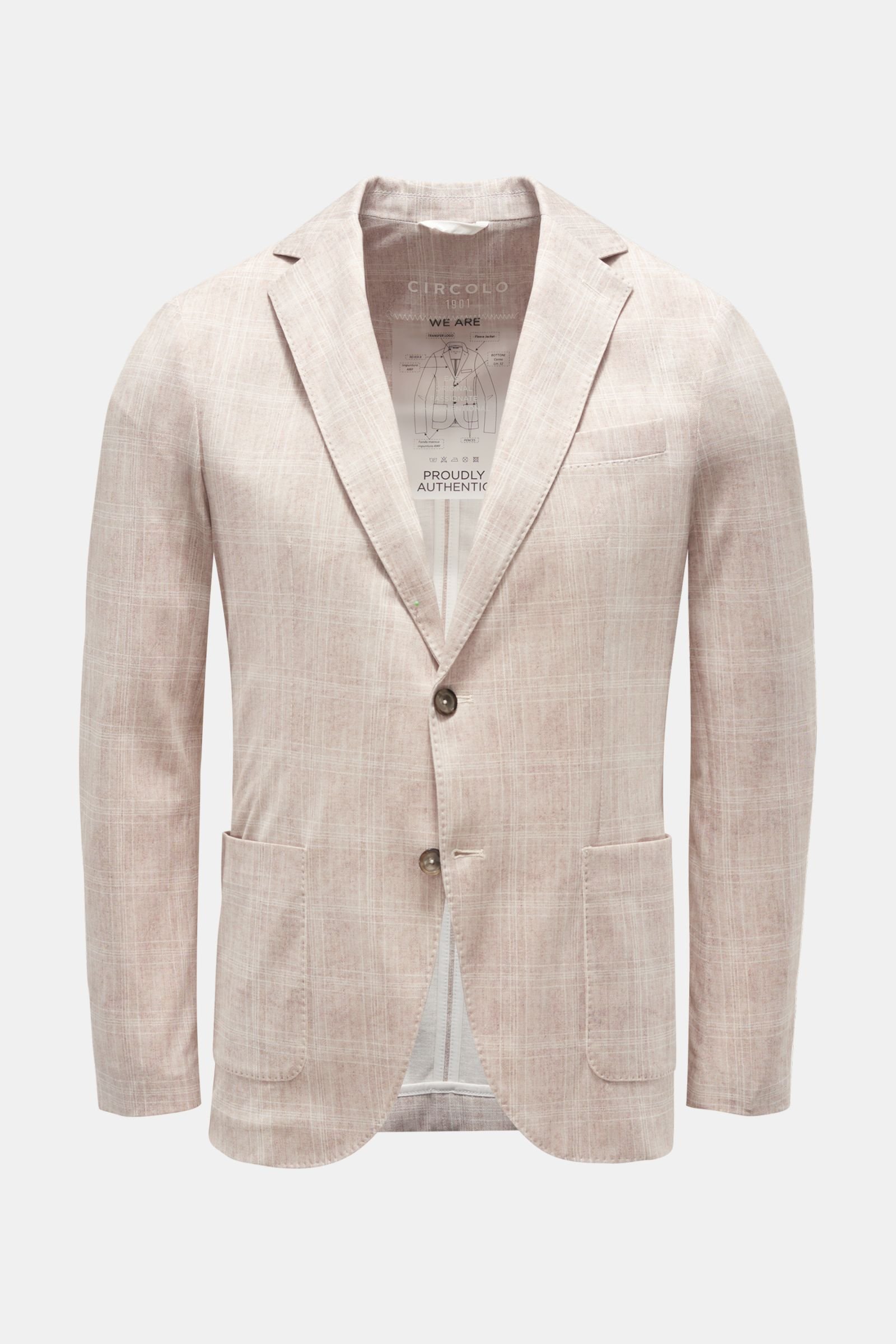 Jersey smart-casual jacket beige/white checked