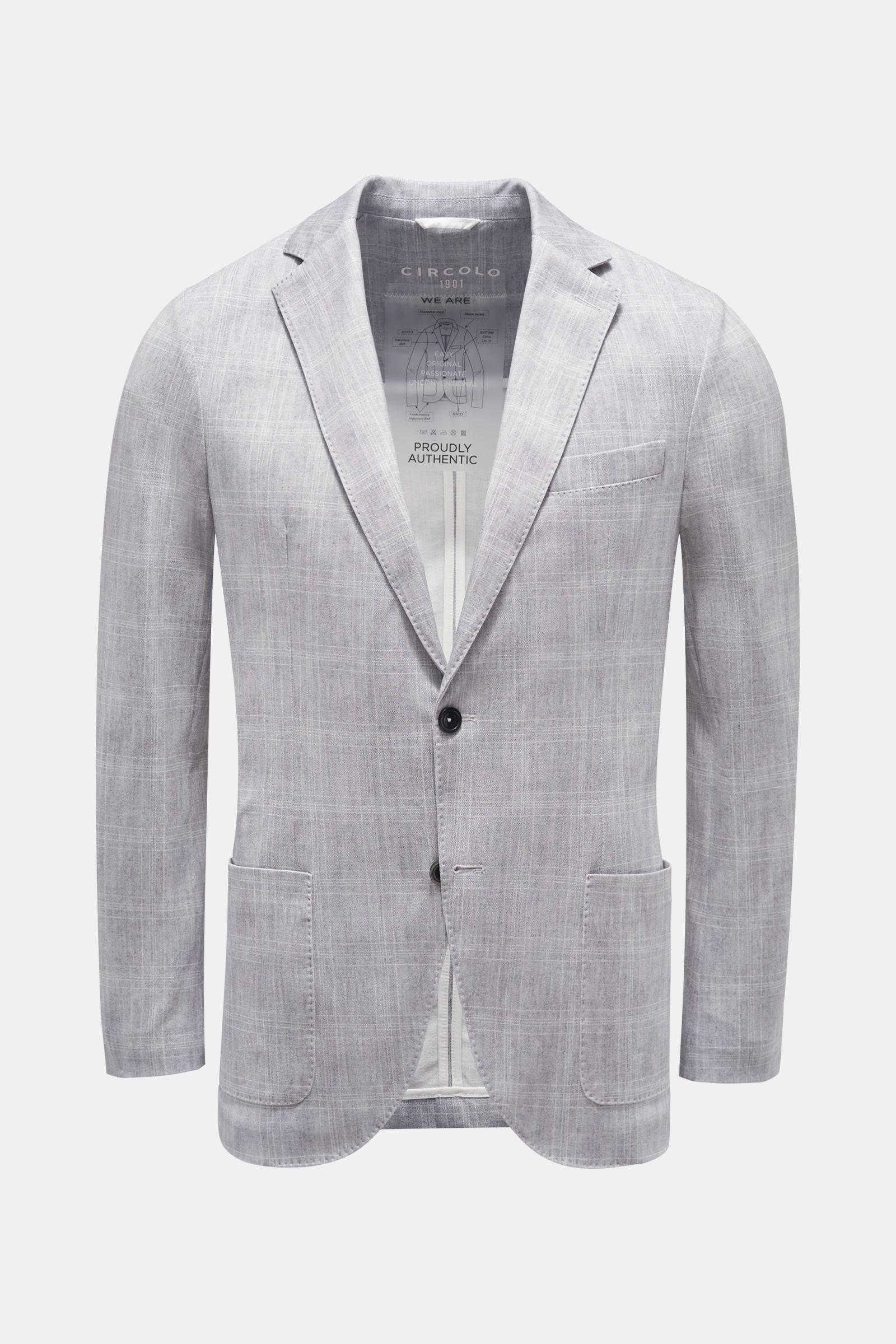 Jersey smart-casual jacket light grey/white checked