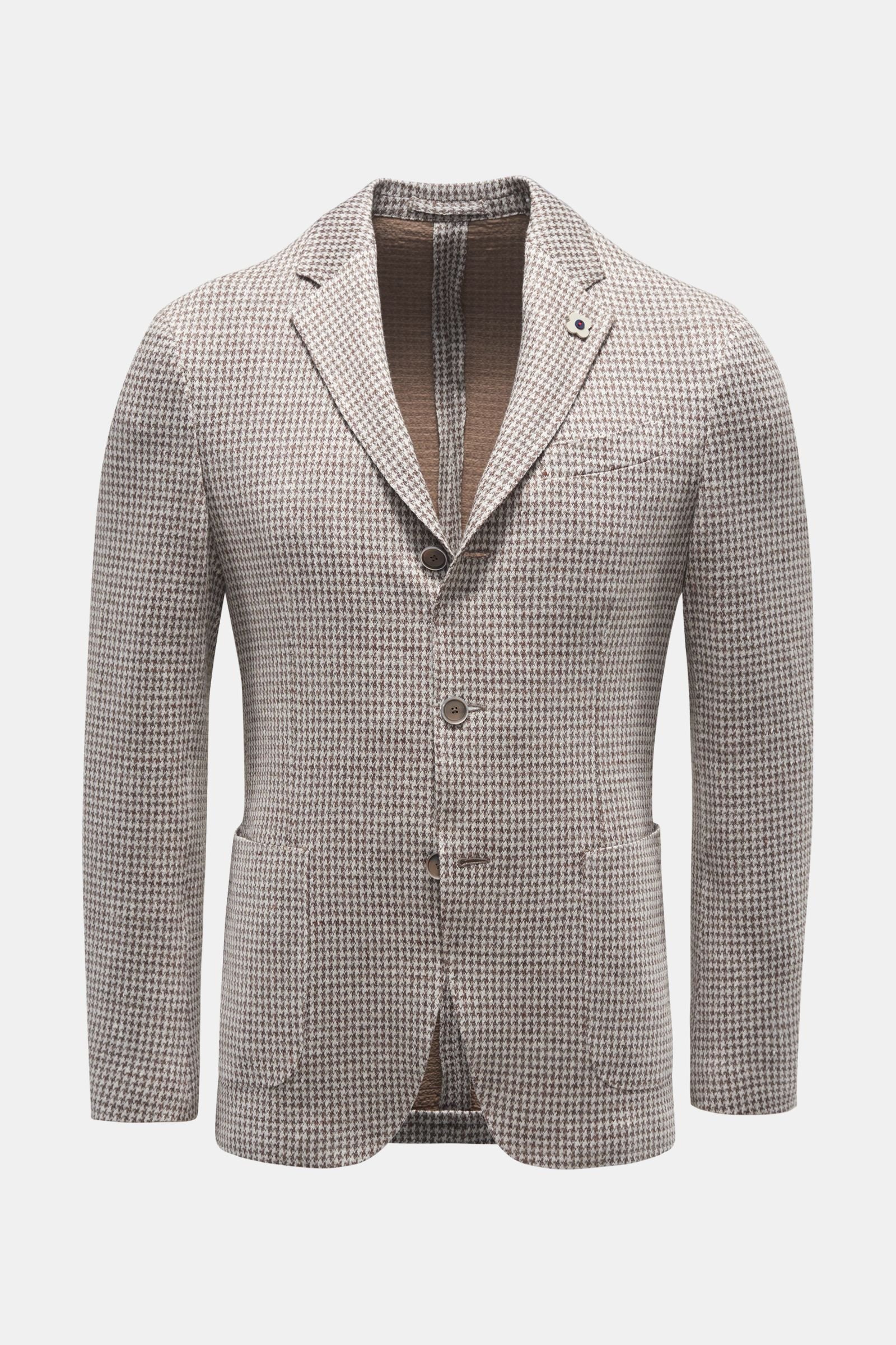 Knit blazer grey-brown/off-white checked