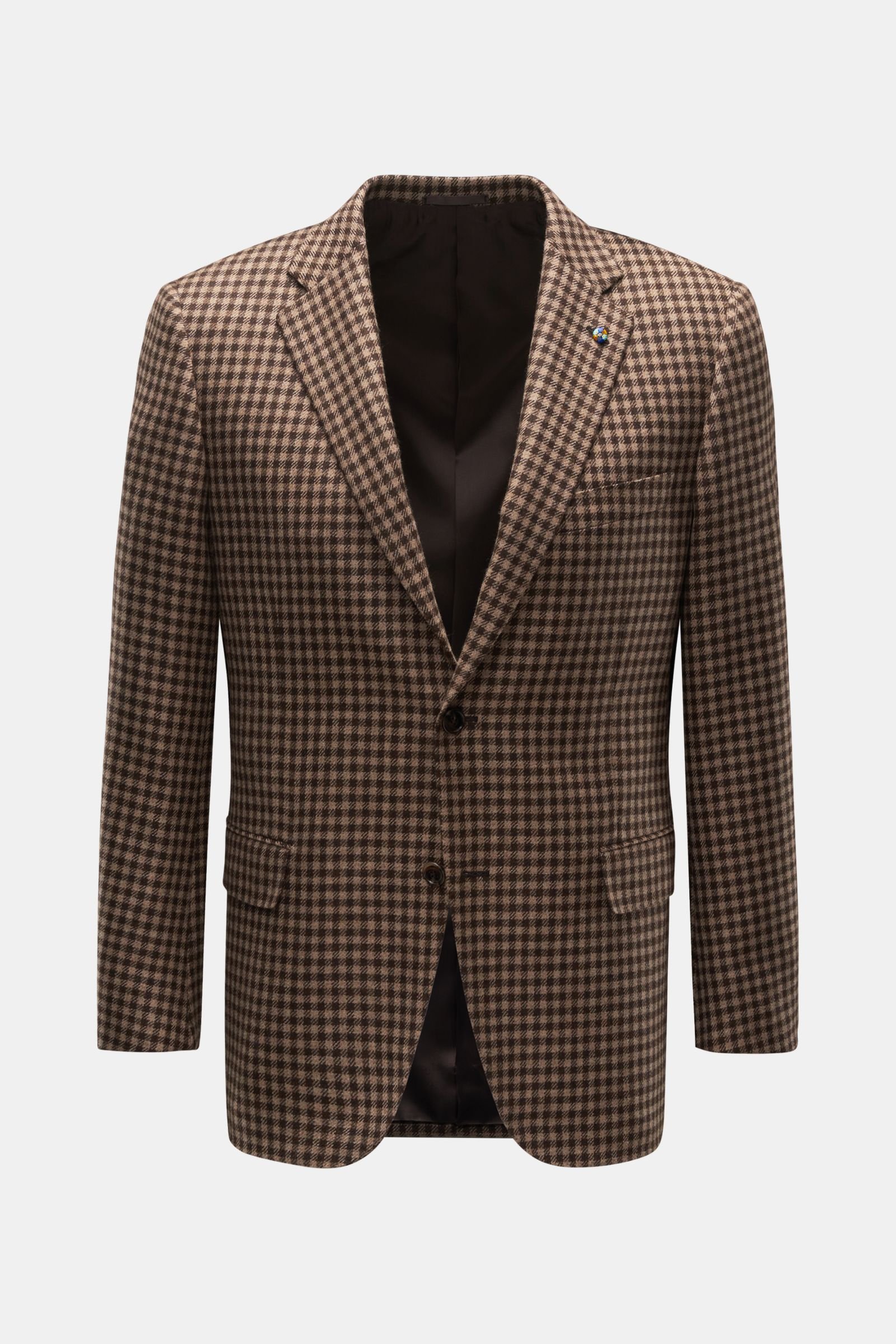 Cashmere jacket light brown/dark brown checked 