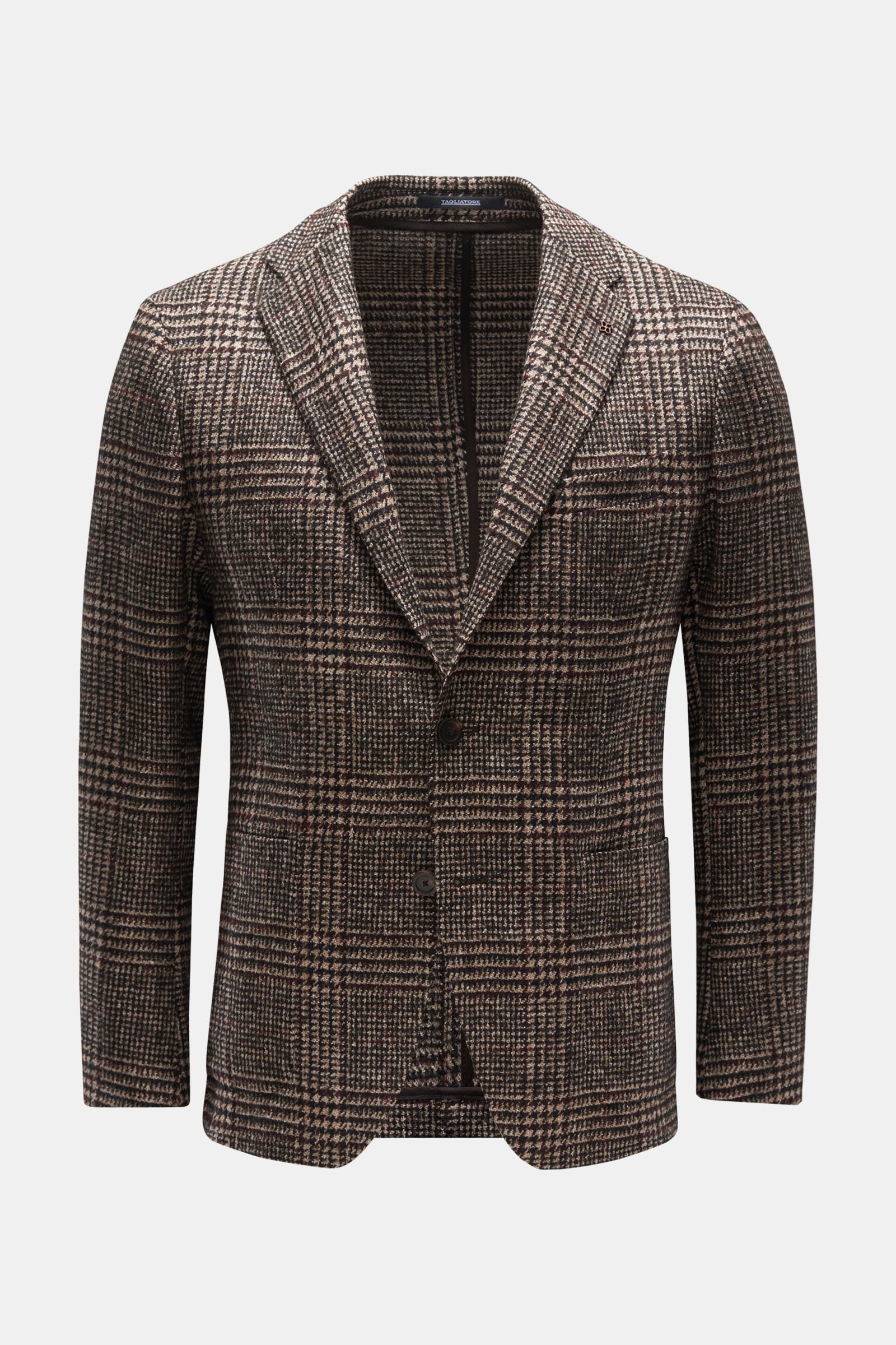 Smart-casual jacket beige/burgundy checked