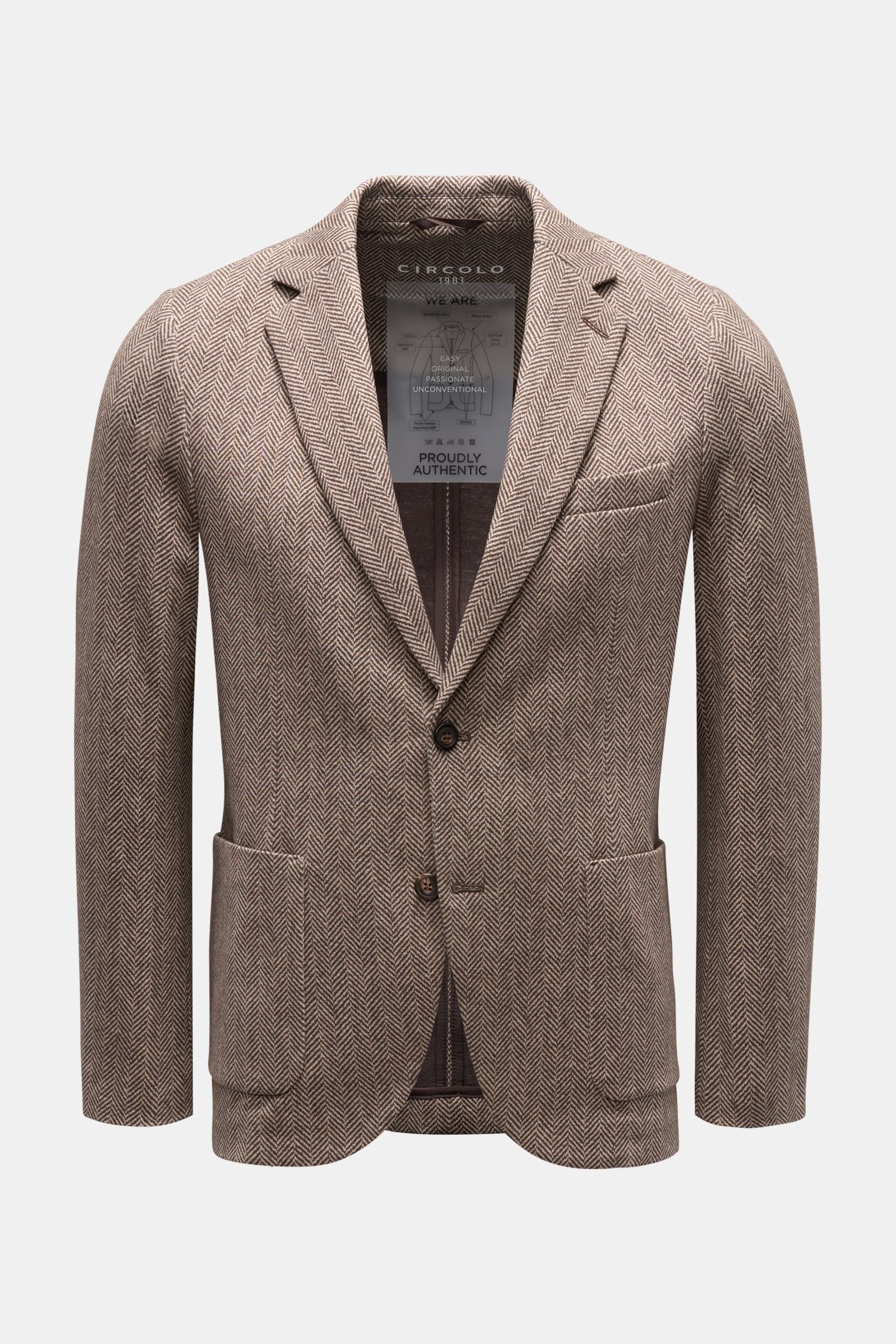 Jersey jacket dark brown/beige patterned