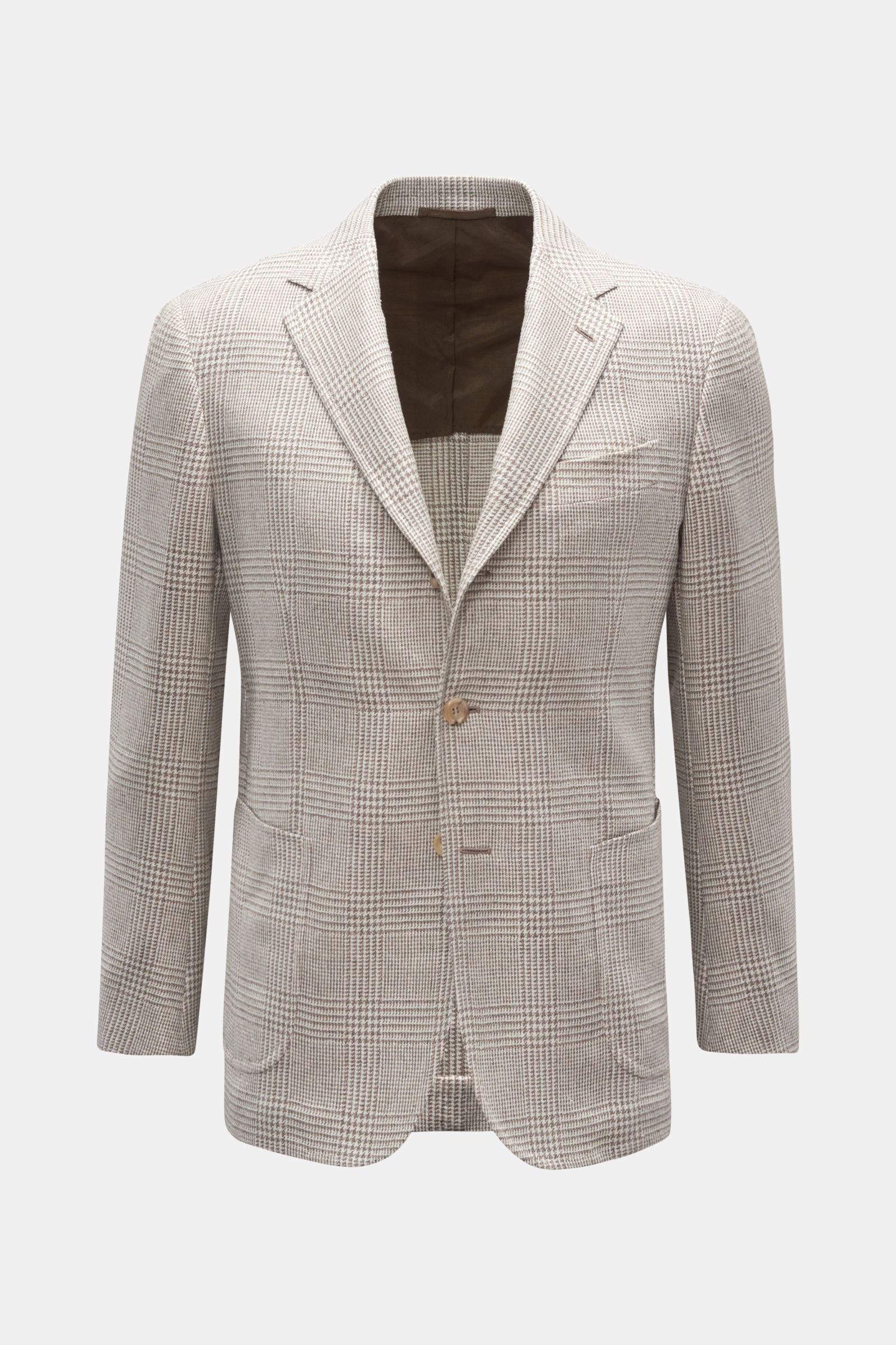 Smart-casual jacket 'Guvincenzo' cream/grey-brown checked