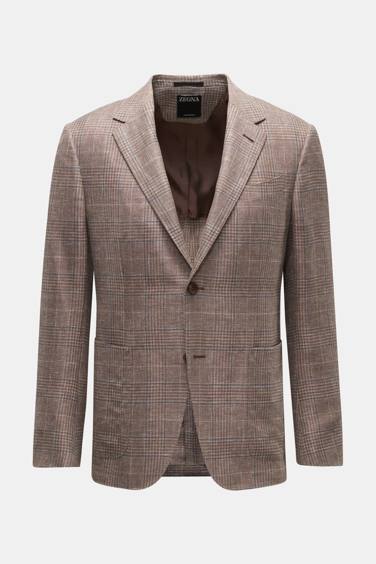 Smart-casual jacket 'Crossover' grey-brown/smoky blue checked