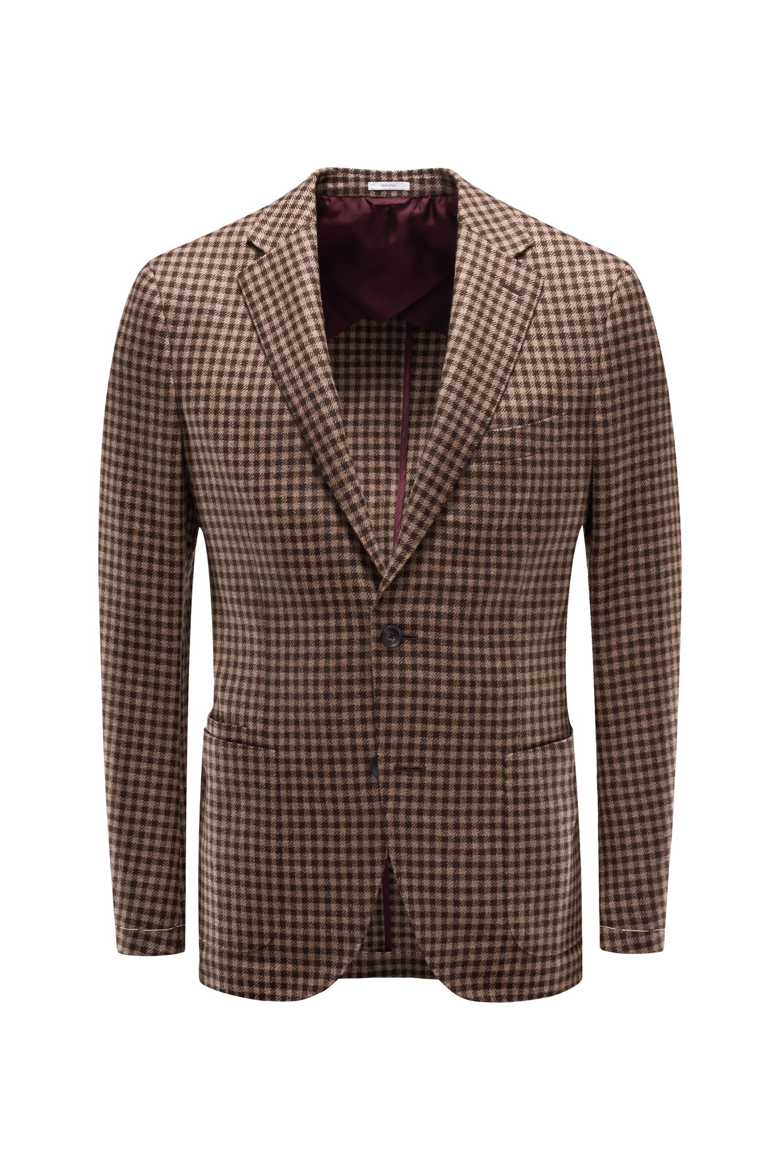 Cashmere smart-casual jacket brown checked
