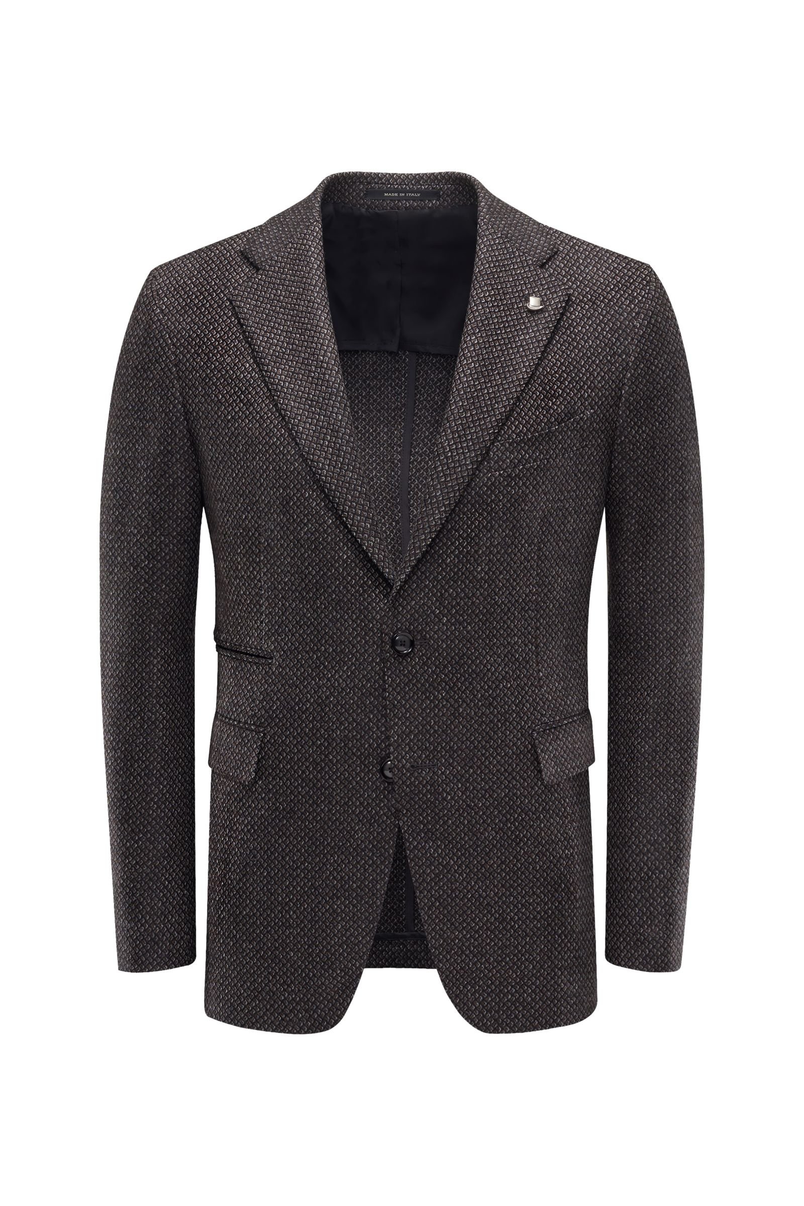 Smart-casual jacket dark brown patterned