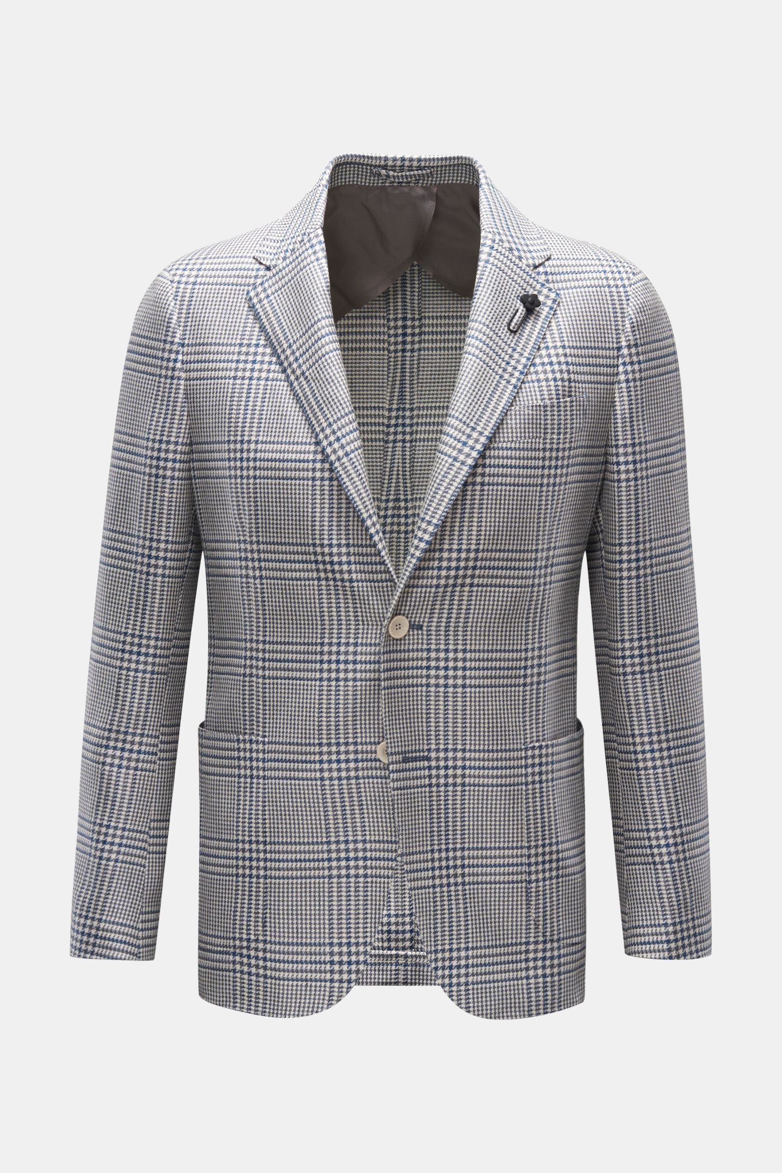 Lardini Smart-casual jacket cream/grey/smoky blue checked