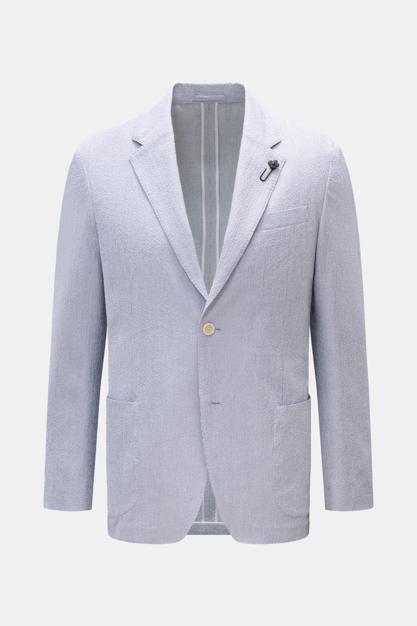 Lardini Seersucker Sakko graublau/weiß gestreift