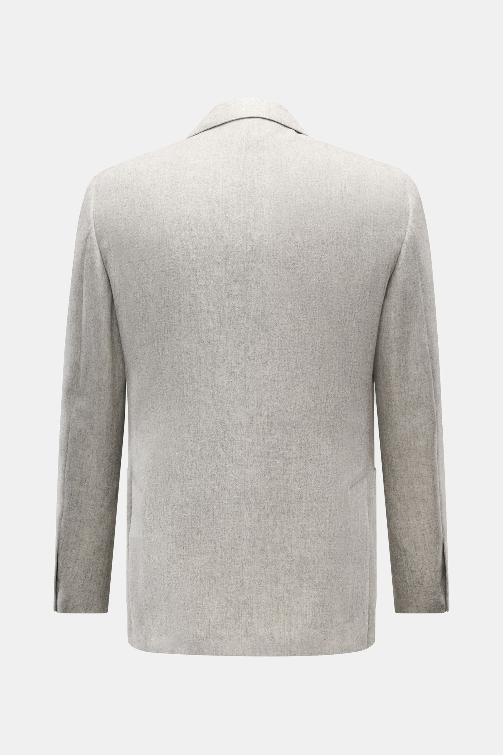 Back view of Lardini Sakko hellgrau meliert in light grey melange, slim fit, unconstructed wool-cashmere blend blazer with unfinished sleeves and side vents.

Für den besonderen Anlass oder das Office – für was Sie sich auch entscheiden, das Unconstuct