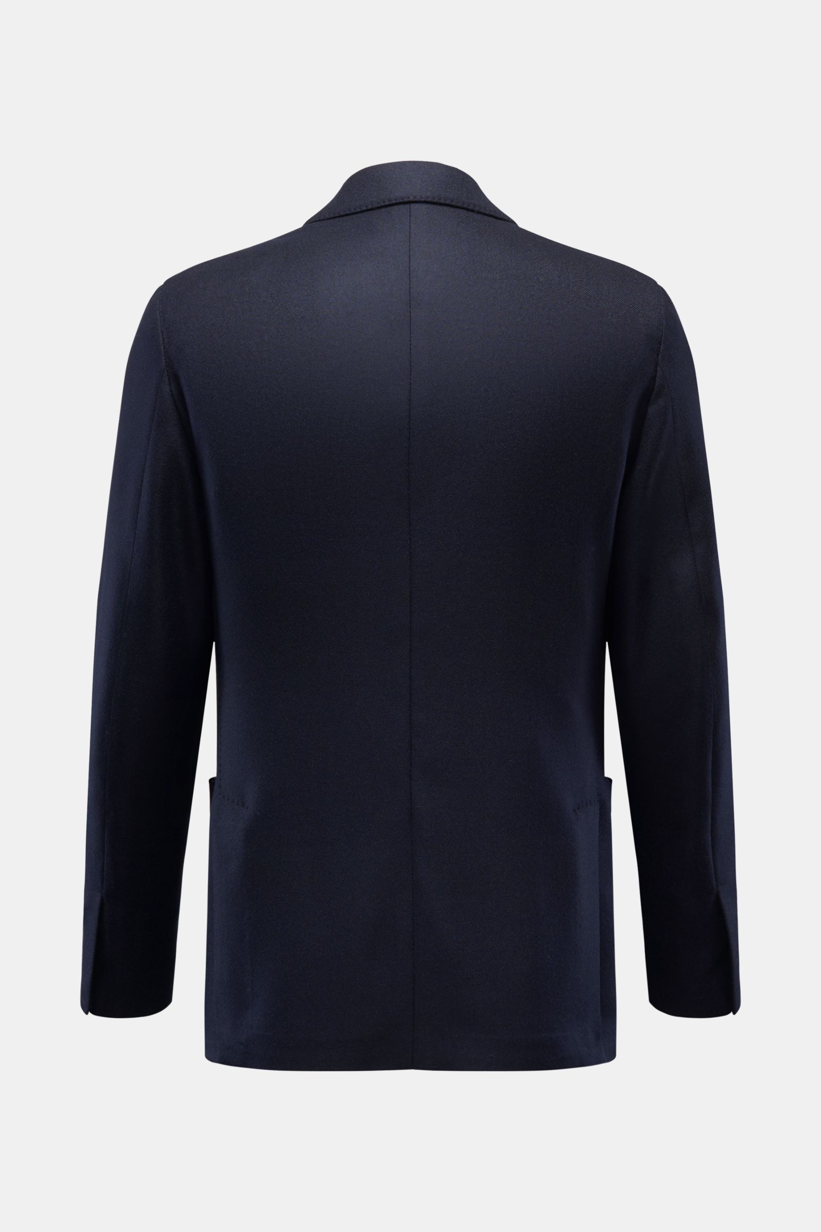 Lardini Cashmere Sakko dark navy, Rückansicht, taillierter Slim Fit, Unconstructed Design, reiner Cashmere, zwei Innentaschen, Seitenschlitze, weicher Griff.