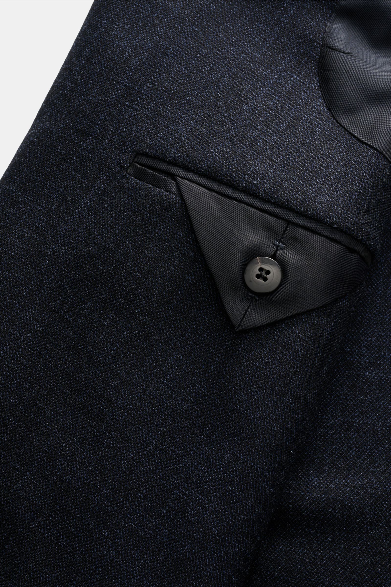 Tom Ford Sakko 'Shelton' anthrazit/blau meliert, Detailansicht Brusttasche mit Knopf, Woll-Seide Mix, weicher Griff, Slim Fit, Spitzrevers.