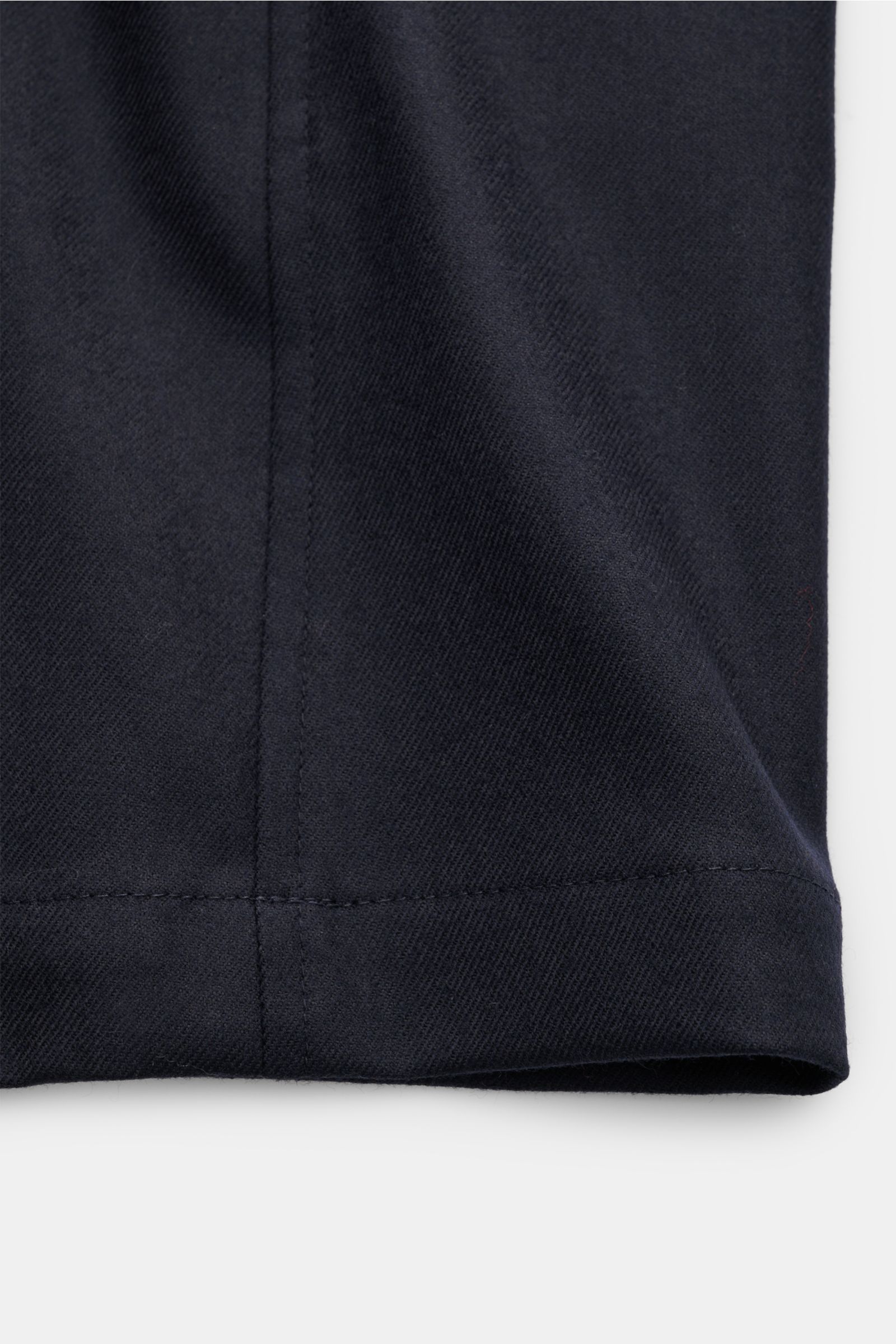 Emporio Armani Blazer dark navy, Detailansicht vom Saum, Twill aus Wolle, leicht elastisch, Regular Fit, Safari-Stil, Unconstructed Design.