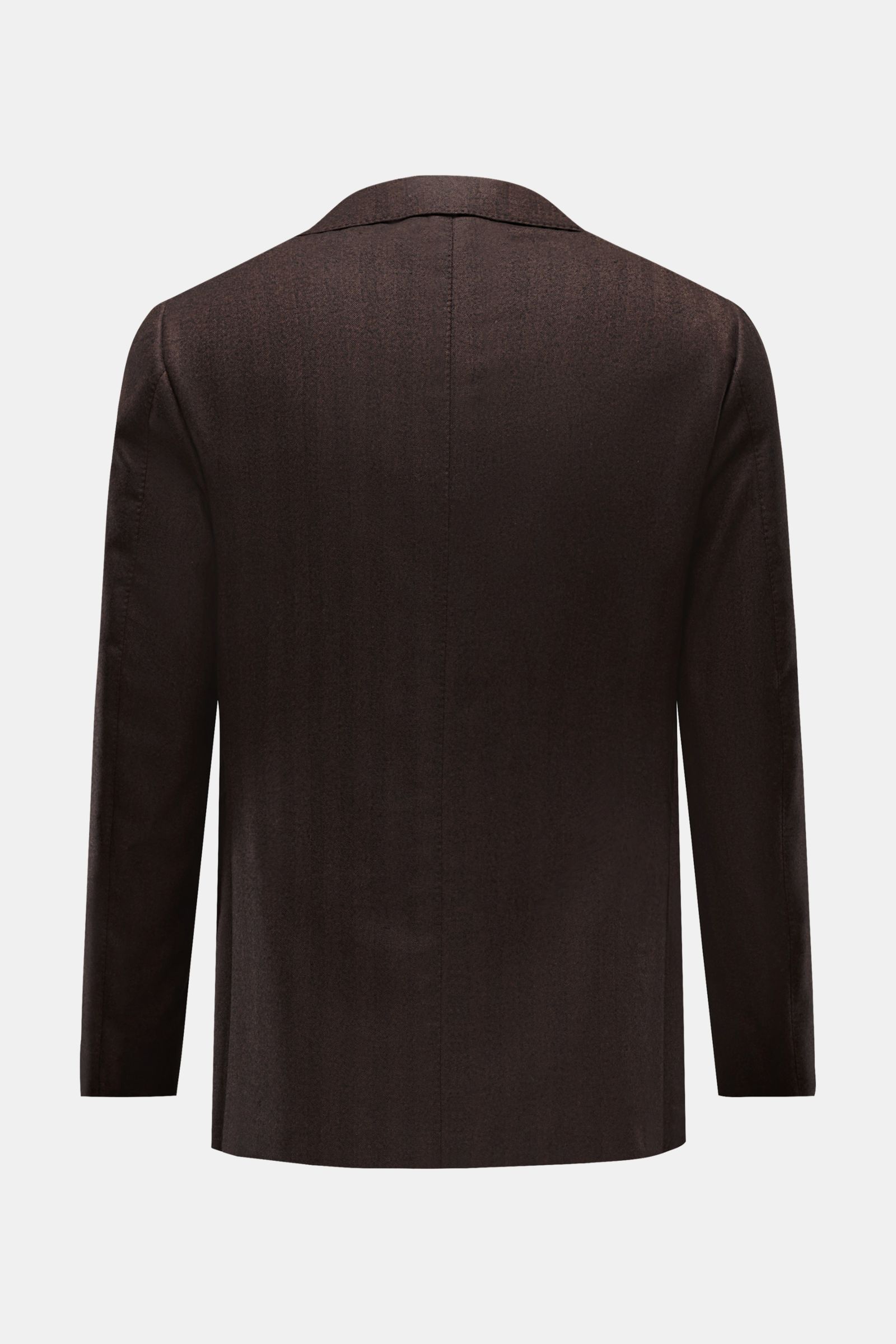 Borrelli Sakko 'Procida' dunkelbraun aus reiner Schurwolle, tonaler Fischgrat, Slim Fit, fallendes Revers, hinten mit Seitenschlitzen.
