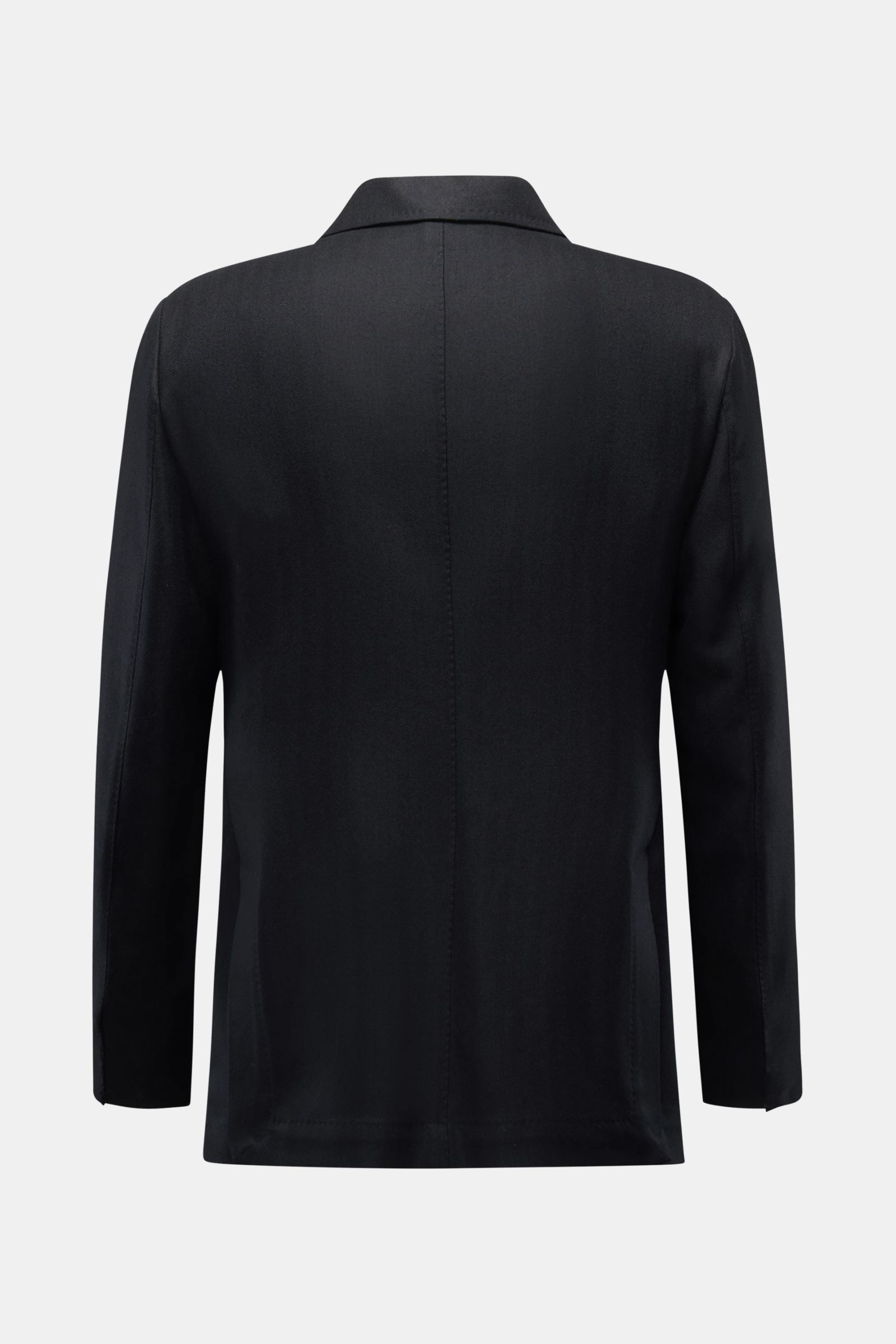 Sipario Sakko 'Ginza' braun shown from the back, slim fit, pure wool, lightweight, half-lined with unfinished sleeve ends.  
Der Inbegriff von Unconstructed: Das superleichte Sakko 'Ginza' von SIPARIO verzichtet im Korpus bewusst auf Futterstoff, nicht