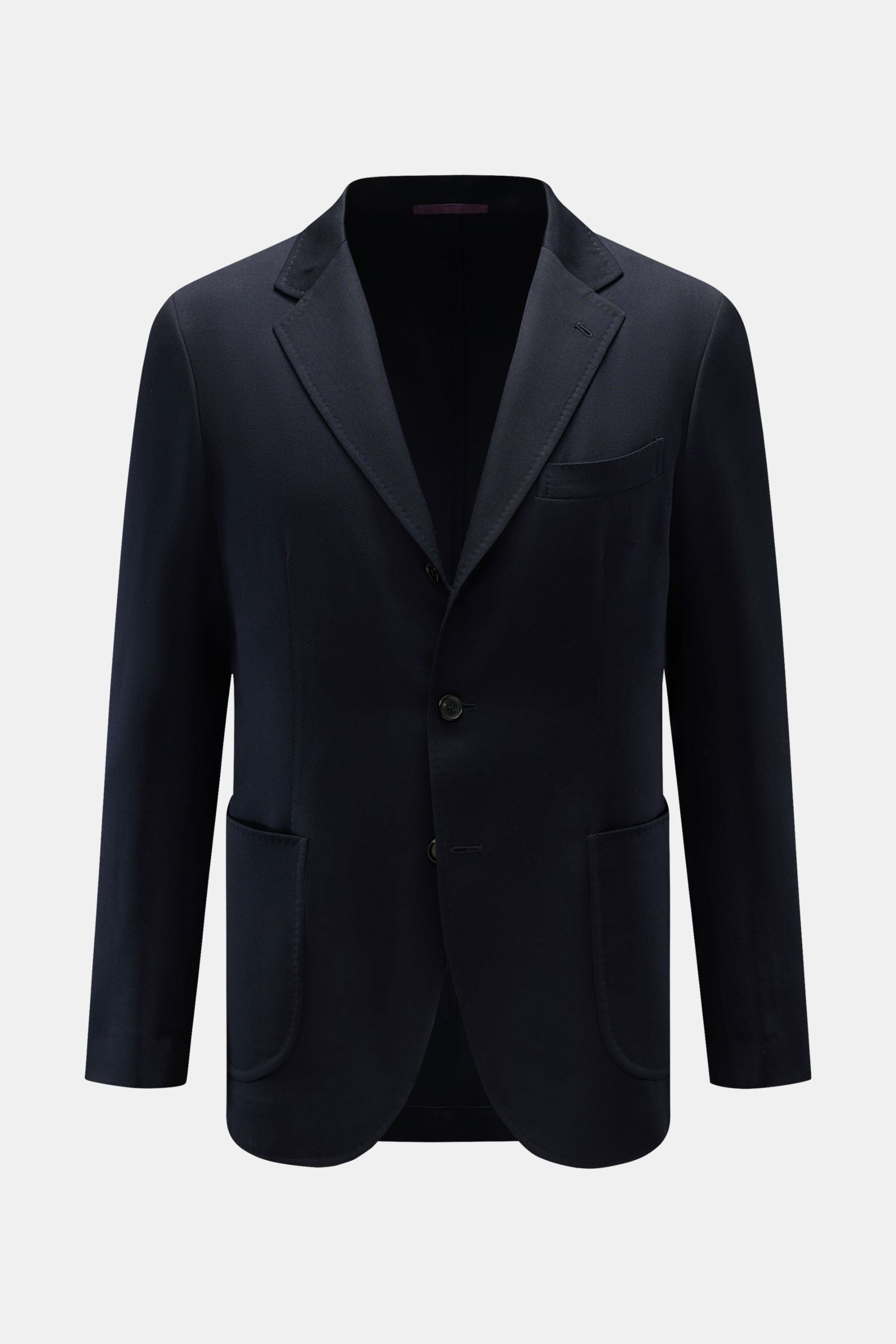 Sipario Sakko 'Ginza' dark navy, frontale Ansicht, Slim Fit, tailliert, Schurwolle-Mohair-Mix, halb gefüttert, drei Knöpfe, Brust- und Hüfttaschen.