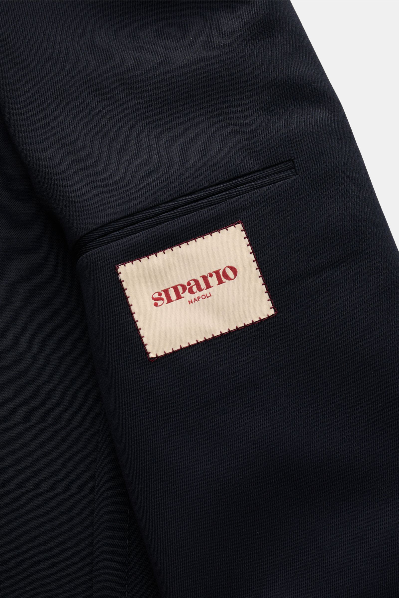 Sipario Sakko 'Ginza' dark navy, Detailaufnahme der Innentasche mit Label, aus Schurwolle-Mohair-Mix, leicht, slim fit, halb gefüttert.