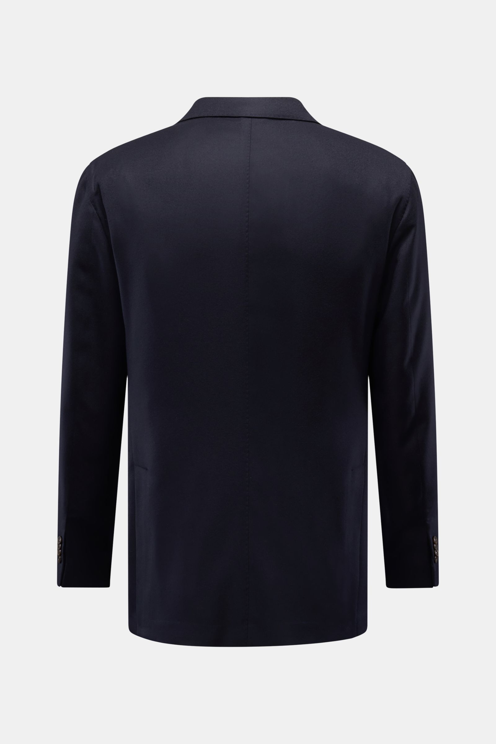 Boglioli Sakko 'K. Jacket' dark navy von hinten, Slim Fit, Wolle mit Seide, taillierter Zwei-Knopf-Stil, fallendes Revers, Brusttasche, Hüfttaschen, Kissing Buttons, Seitenschlitze, Unconstructed Design, zwei Innentaschen.