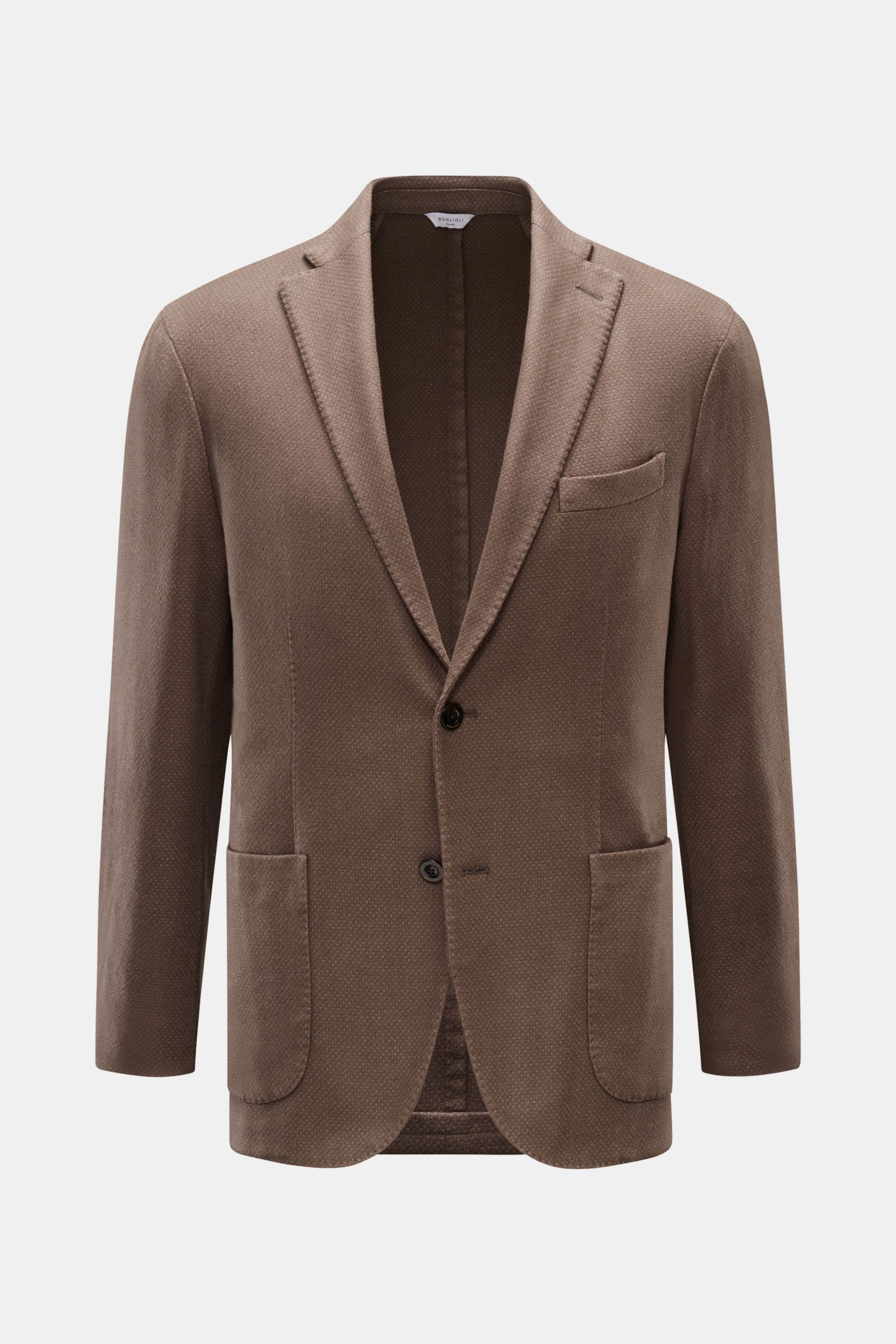 Front view of Boglioli Sakko 'K. Jacket' graubraun meliert, a slim fit, unconstructed jacket in soft cashmere-wool mix with notch lapel.

Description: Ideal für Business und Freizeit: Mit dem schlichten Unconstructed-Sakko 'K. Jacket' von BOGLIOLI aus sof