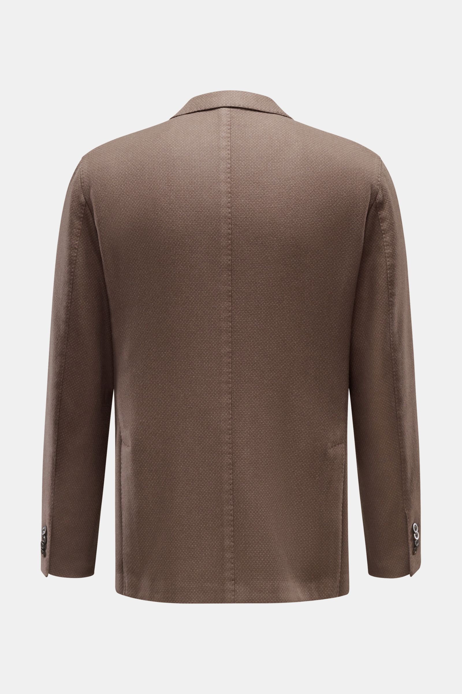 Rear view of Boglioli Sakko 'K. Jacket' graubraun meliert in soft cashmere-wool blend, slim fit, unconstructed design with two-button style.

Description: Ideal für Business und Freizeit: Mit dem schlichten Unconstructed-Sakko 'K. Jacket' von BOGLIOLI 