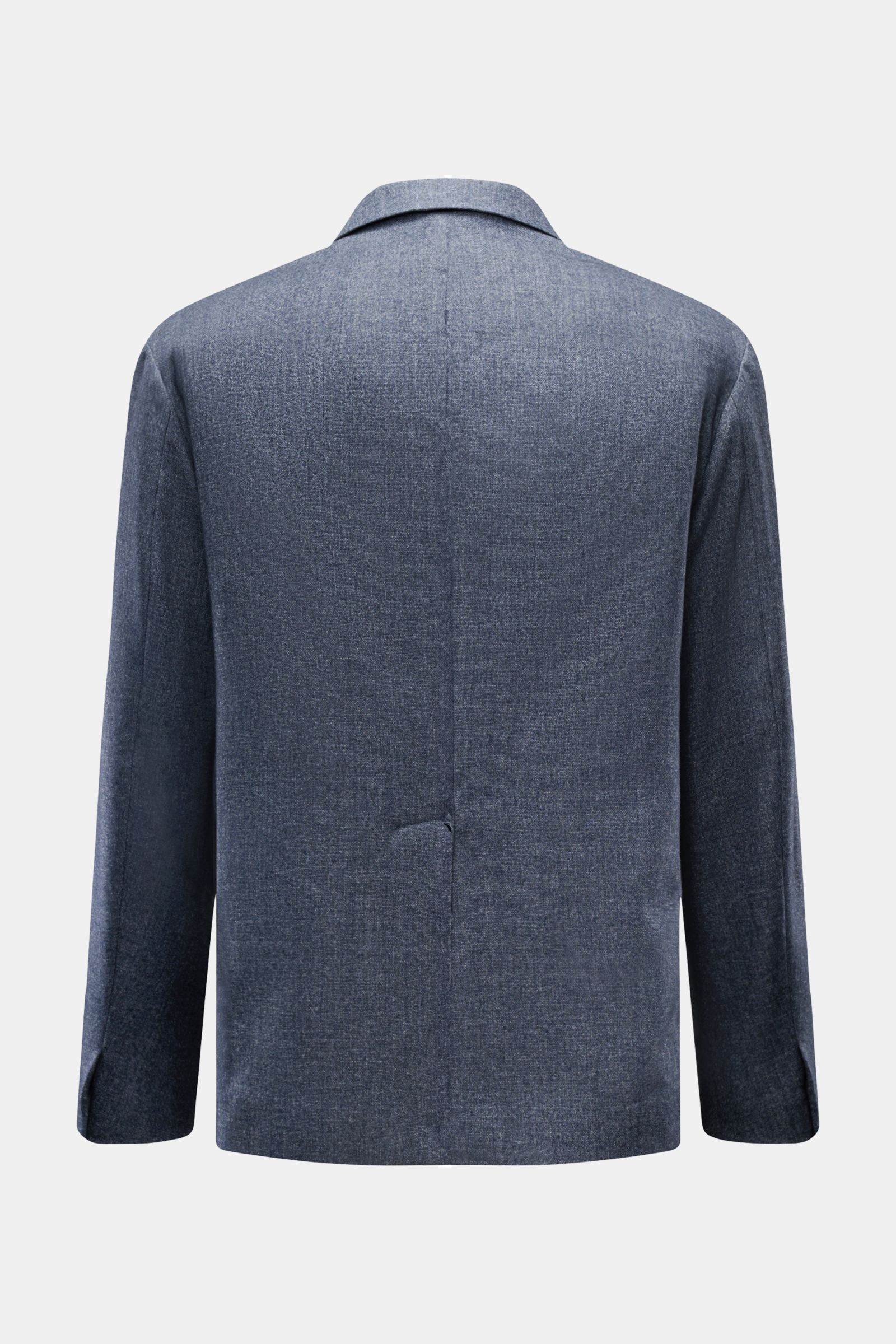 Doppiaa Sakko 'Aantilope' navy meliert, Rückansicht, gerader Zwei-Knopf-Stil, Slim Fit, Cashmere-Mix, fallendes Revers, halb gefüttert, Hüfttaschen.