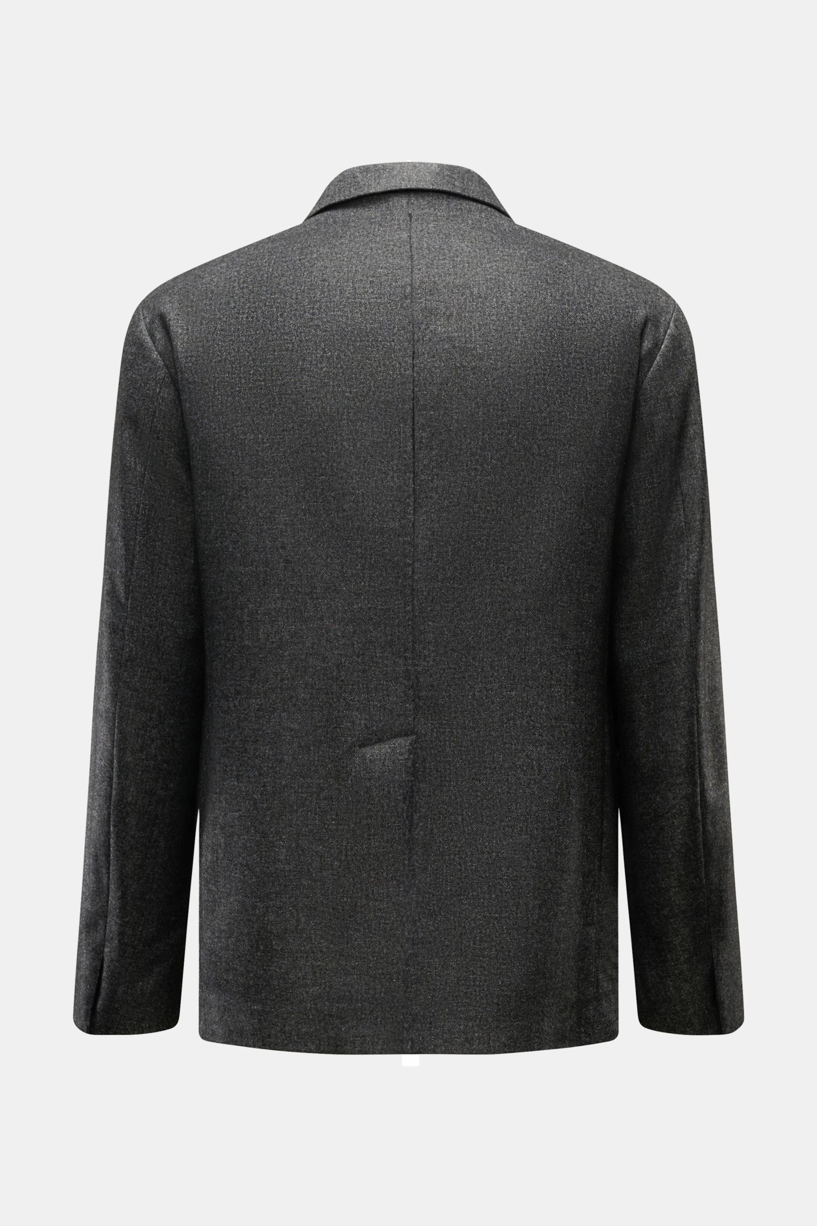 Back view of Doppiaa Sakko 'Aantilope' anthrazit meliert, sportiv elegant cashmere-mix slim fit jacket with straight two-button style.

Additional description: Sportiv elegant: Das Sakko 'Aantilope' von DOPPIAA vereint edlen Cashmere-Mix mit geradem Sc