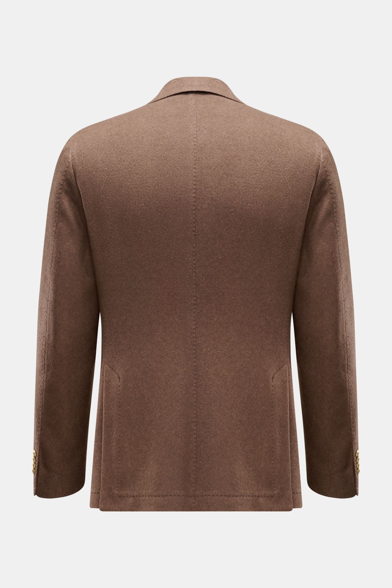 Rear view of Windsor Cashmere Sakko 'Giorno' graubraun in slim fit with elastic cashmere, soft touch, two-button style, and rear side vents.