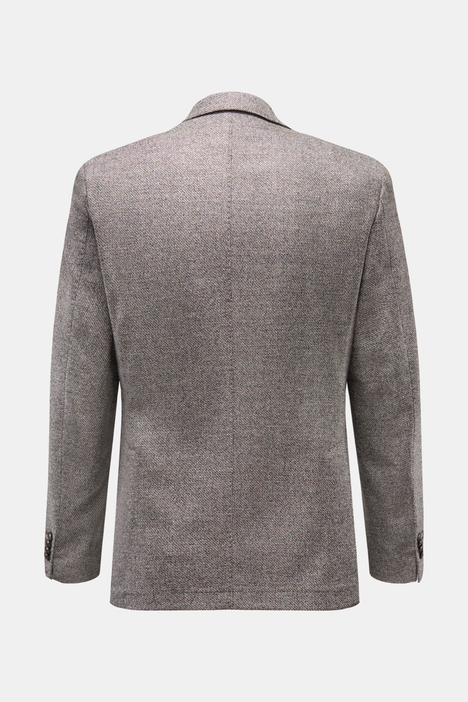 Windsor Sakko 'Giorno' braun/hellgrau, Rückansicht, reine Wolle, feines Strukturgewebe, weicher Griff, Slim Fit, fallendes Revers, Zwei-Knopf-Stil, klassische Brusttasche, aufgesetzte Hüfttaschen, Kissing Buttons, rückwärtige Seitenschlitze, Unconstructed