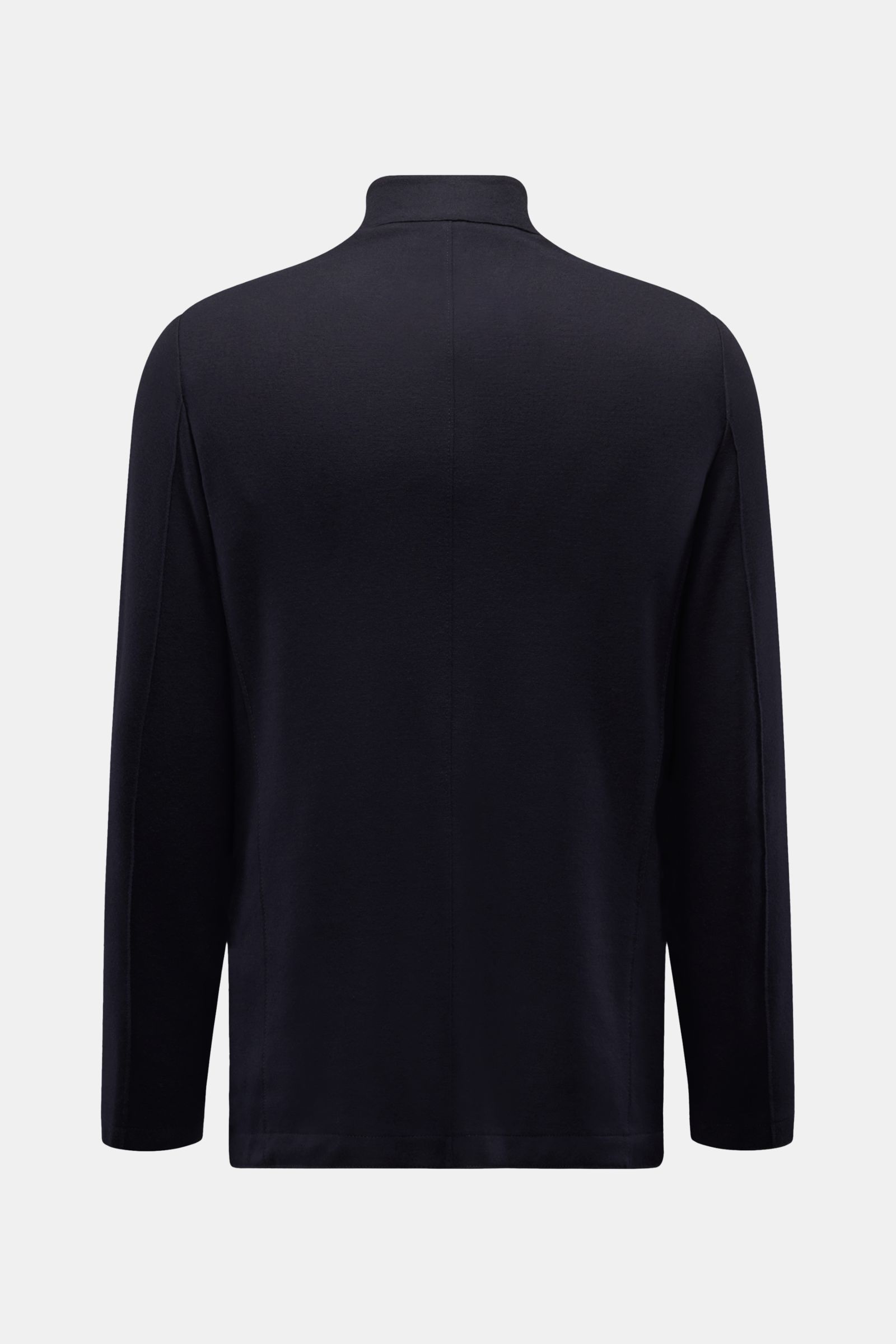 Harris Wharf London Jersey-Sakko navy, Rückansicht, tailliert, Slim Fit, Stehkragen, leichte Schurwolle, ungefüttert, Hüft- und Innentaschen.