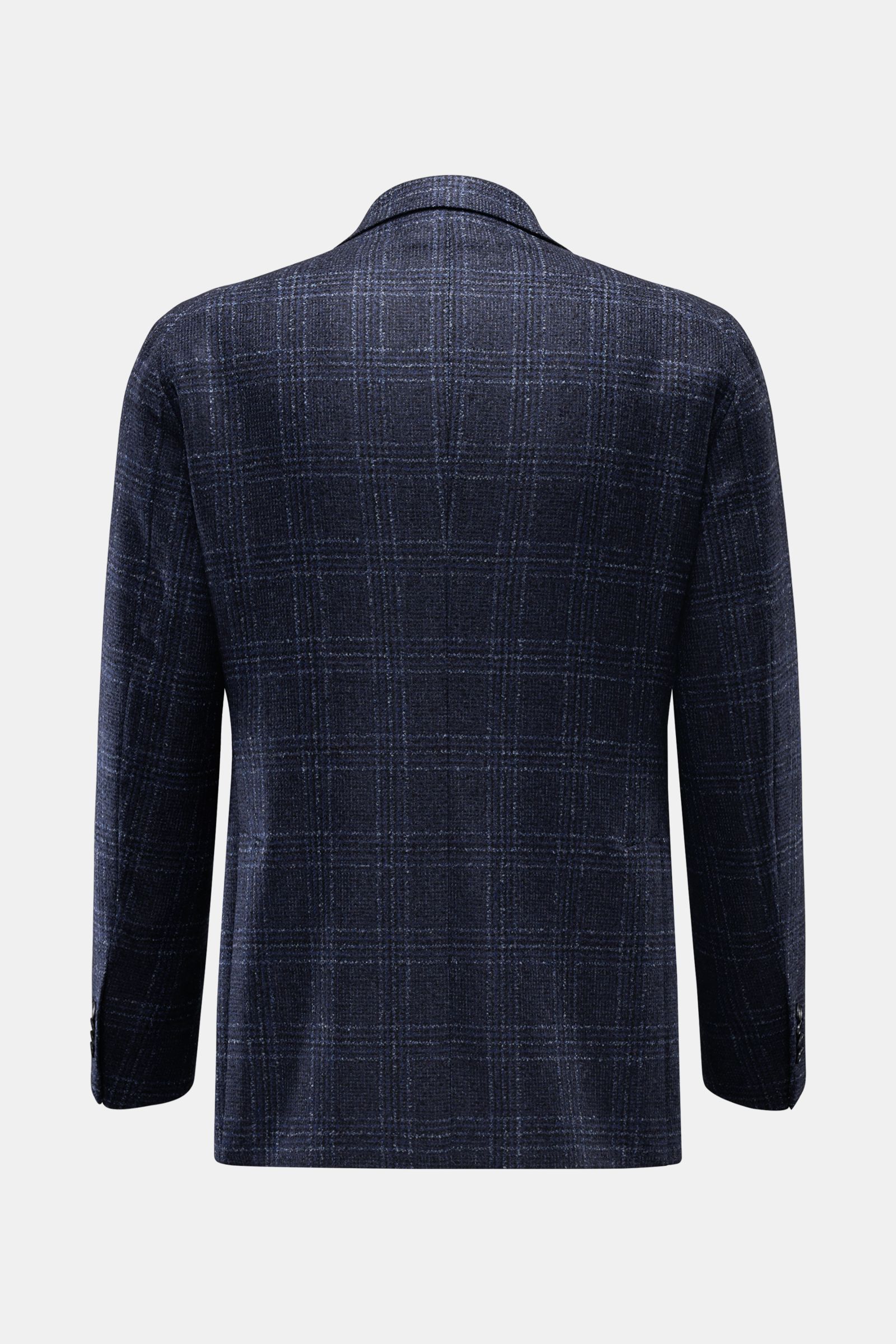 Tagliatore Sakko 'Monte Carlo' navy/dunkelblau/rauchblau kariert, Rückansicht, Unconstructed Woll-Mix, Slim Fit, Glencheck mit fallendem Revers.