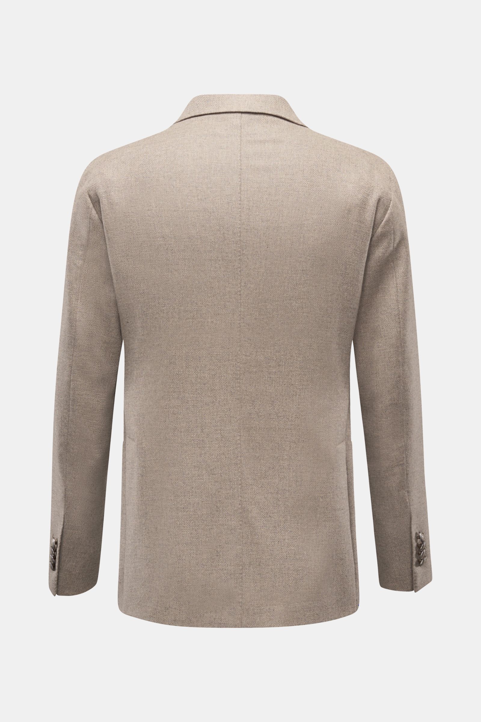 Tagliatore Sakko 'Monte Carlo' taupe meliert, Unconstructed-Verarbeitung aus Wolle mit Cashmere, Slim Fit, taillierter Zwei-Knopf-Stil, Rückansicht.