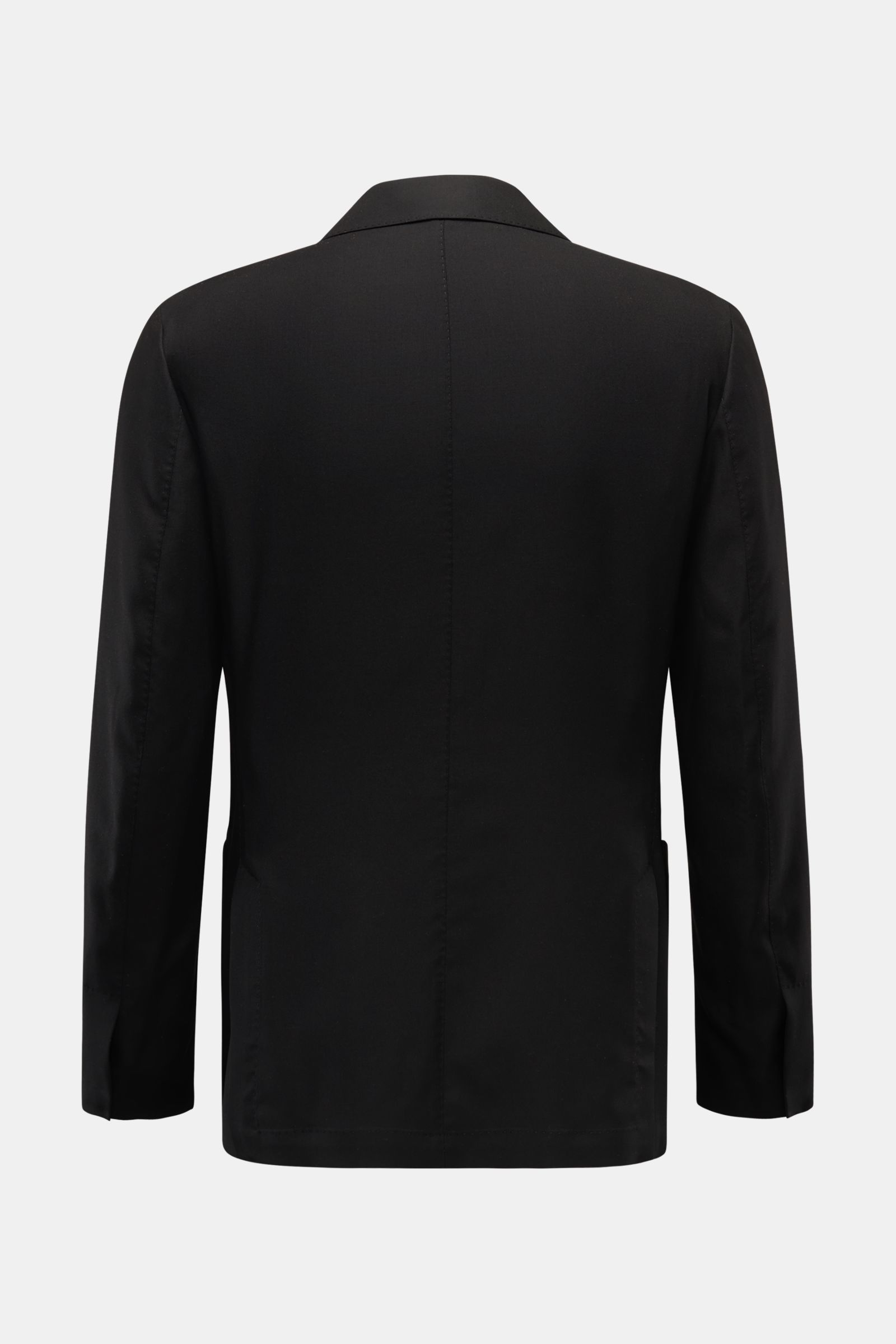 Colombo Cashmere Blazer schwarz von hinten, leichter Slim Fit Blazer aus softem Cashmere mit Seitenschlitzen, ungefüttert, edles Layering-Piece.