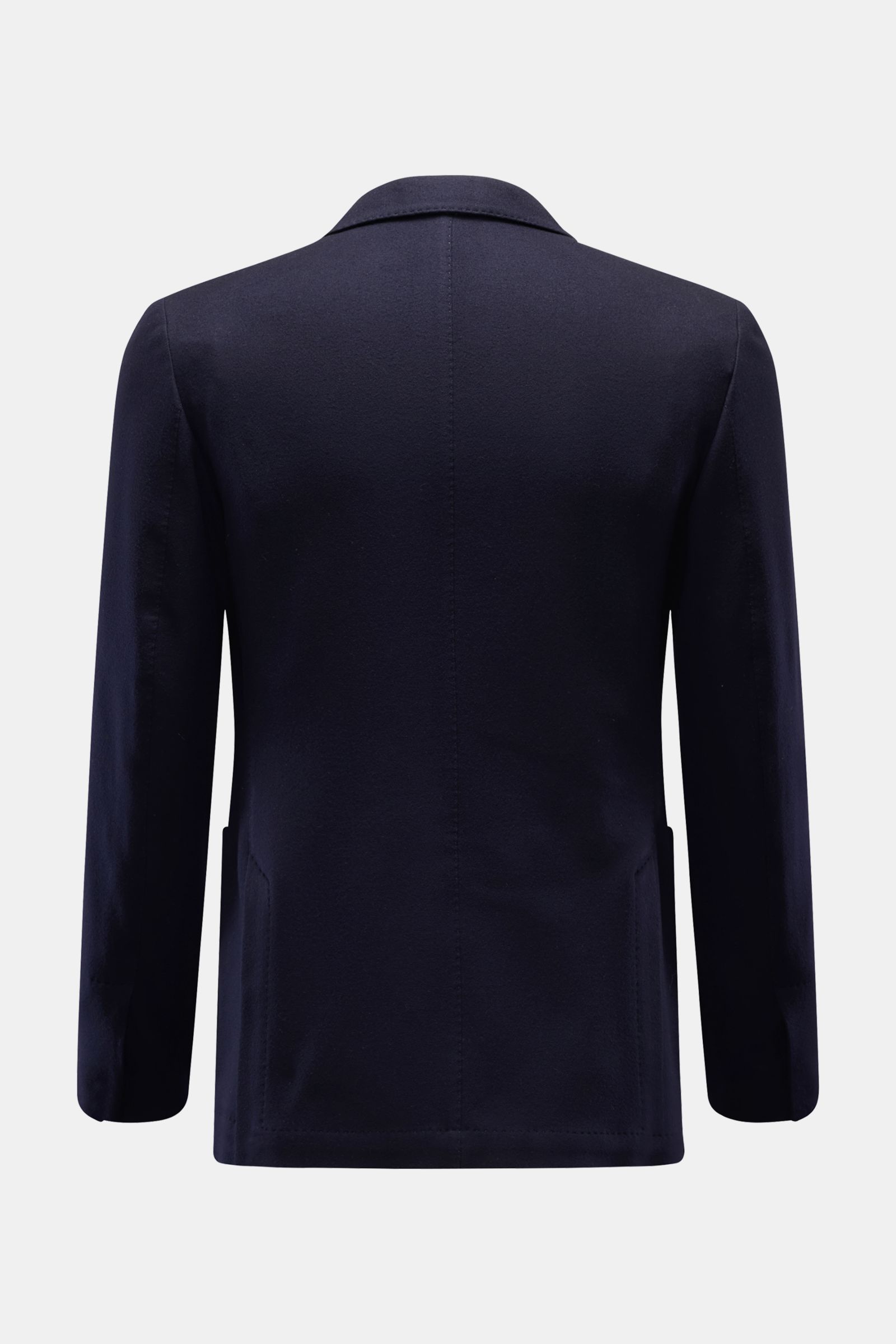 Colombo Sakko navy von hinten, Slim Fit aus reiner Wolle mit Seitenschlitzen, zwei Innentaschen, weichem Griff und unconstructed Design.