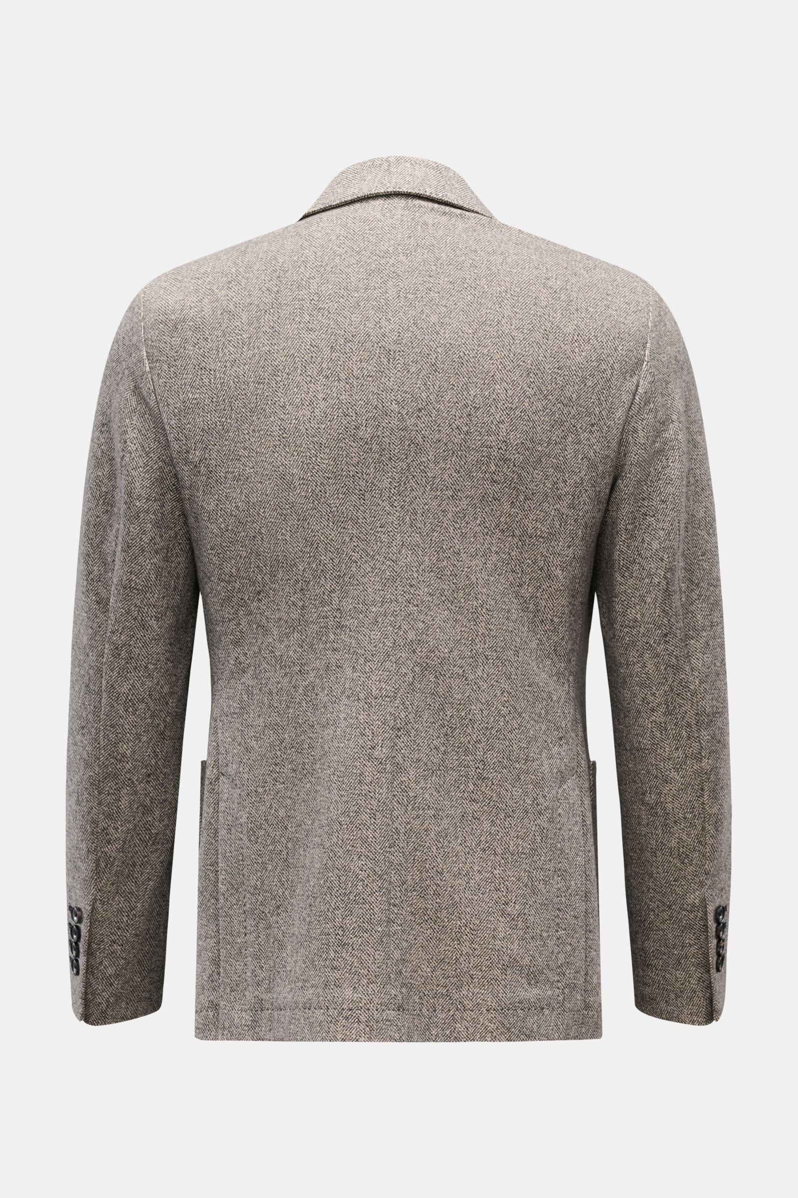 Rückansicht des Circolo 1901 Jersey-Sakkos schwarz/creme gemustert aus elastischer Baumwolle, Slim Fit, mit Seitenschlitzen.