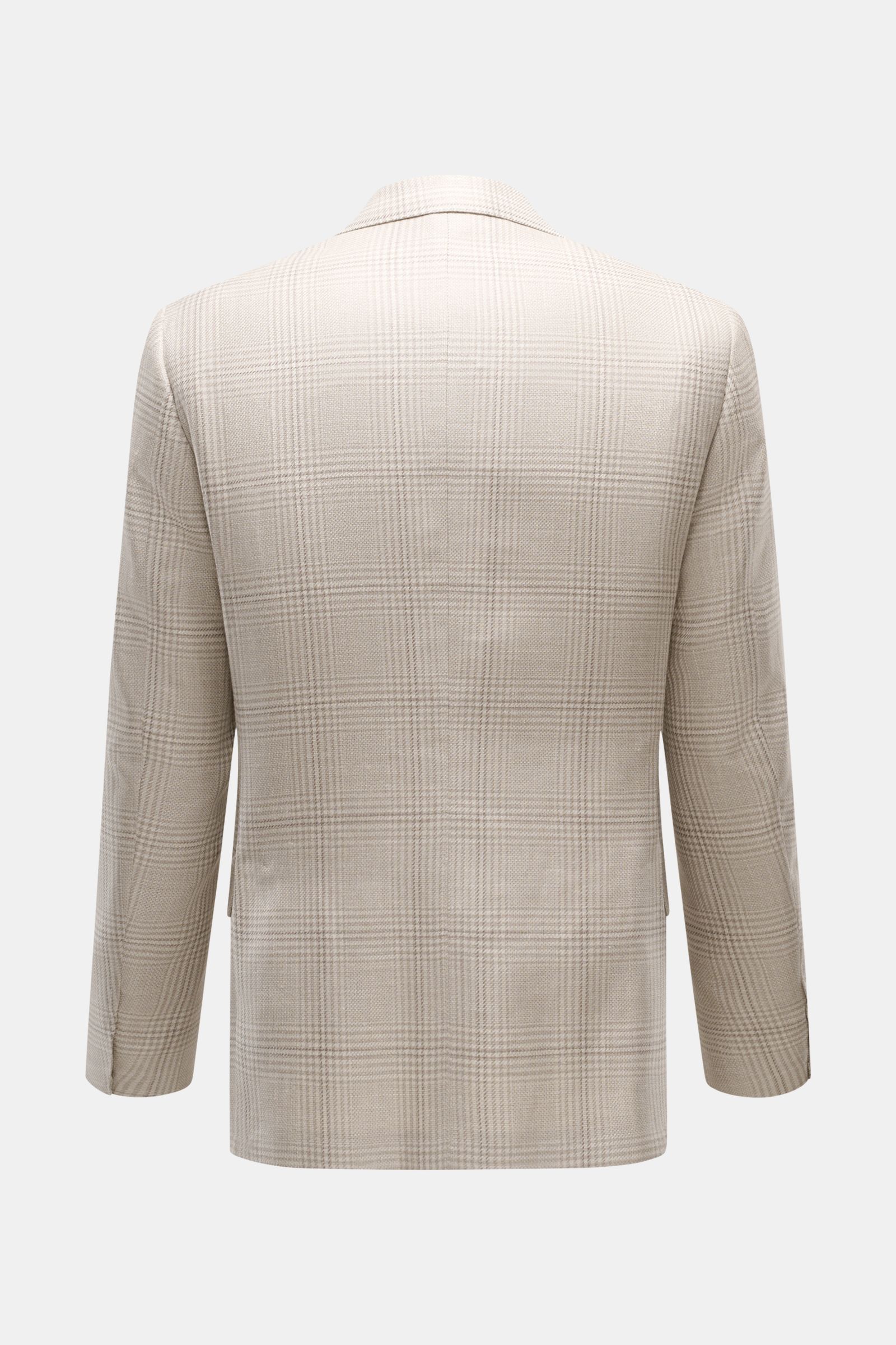 Back view of Corneliani Smart-casual jacket light grey/cream checked, showcasing classic glen check, slim fit, and step lapel.

Stylish and uncomplicated – with its comfortably lightweight blend of wool, silk and linen and its high-quality details, thi