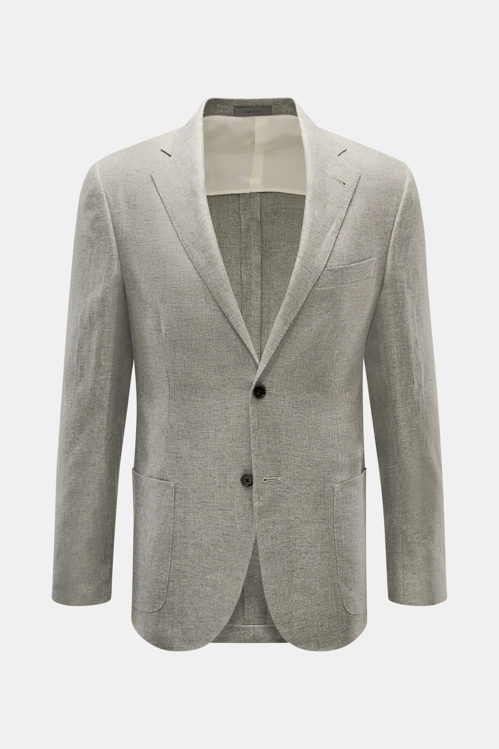 Front view of Corneliani Smart-casual jacket sage mottled in a slim fit with two buttons, step lapel, breast and patch hip pockets.

Superlative style from CORNELIANI: in a optimal fit made with Italian expertise, this smart-casual jacket in lightweigh