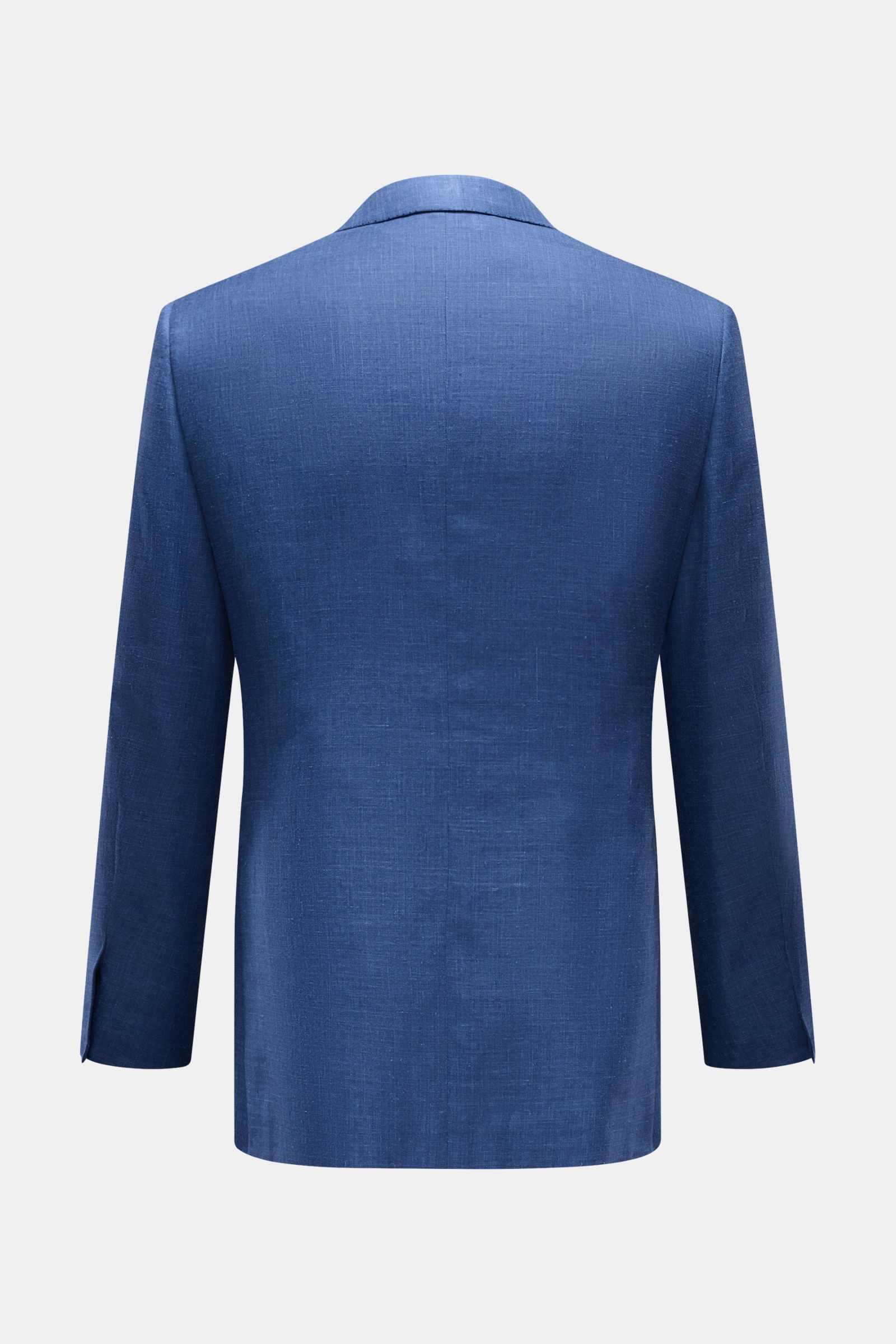 Rear view of Brioni Smart-casual jacket 'New Plume' grey-blue mottled, showcasing lightweight silk, cashmere, and linen blend fabric.

Description: A lightweight mottled fabric made from a high-quality blend of silk and cashmere defines the elegant appear