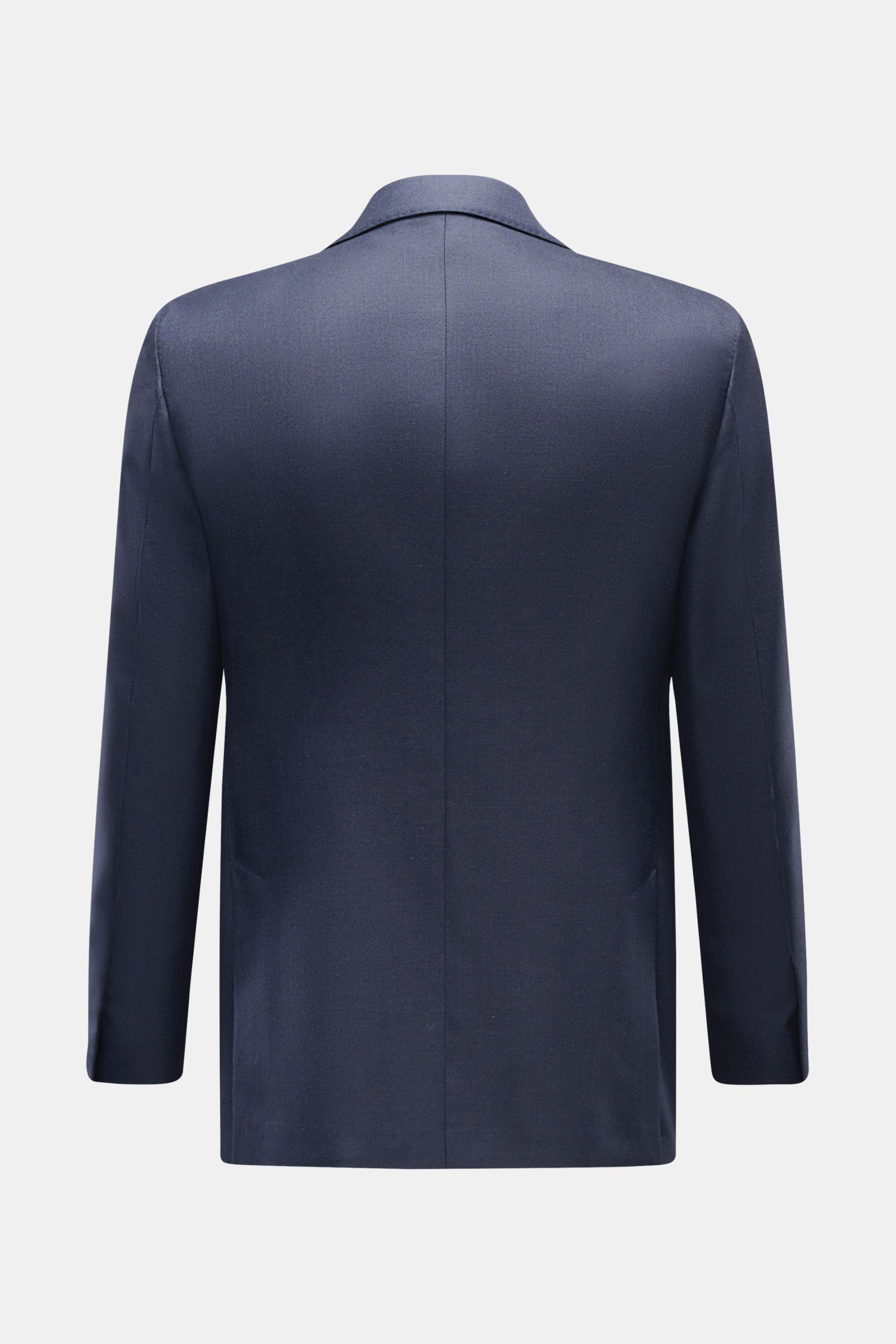 Lardini Cashmere Sakko navy, Rückansicht, Slim Fit, reiner Cashmere, weicher Griff, tailliert, zwei Seitenschlitze, unconstructed Design, Ärmelabschlüsse unfertig.