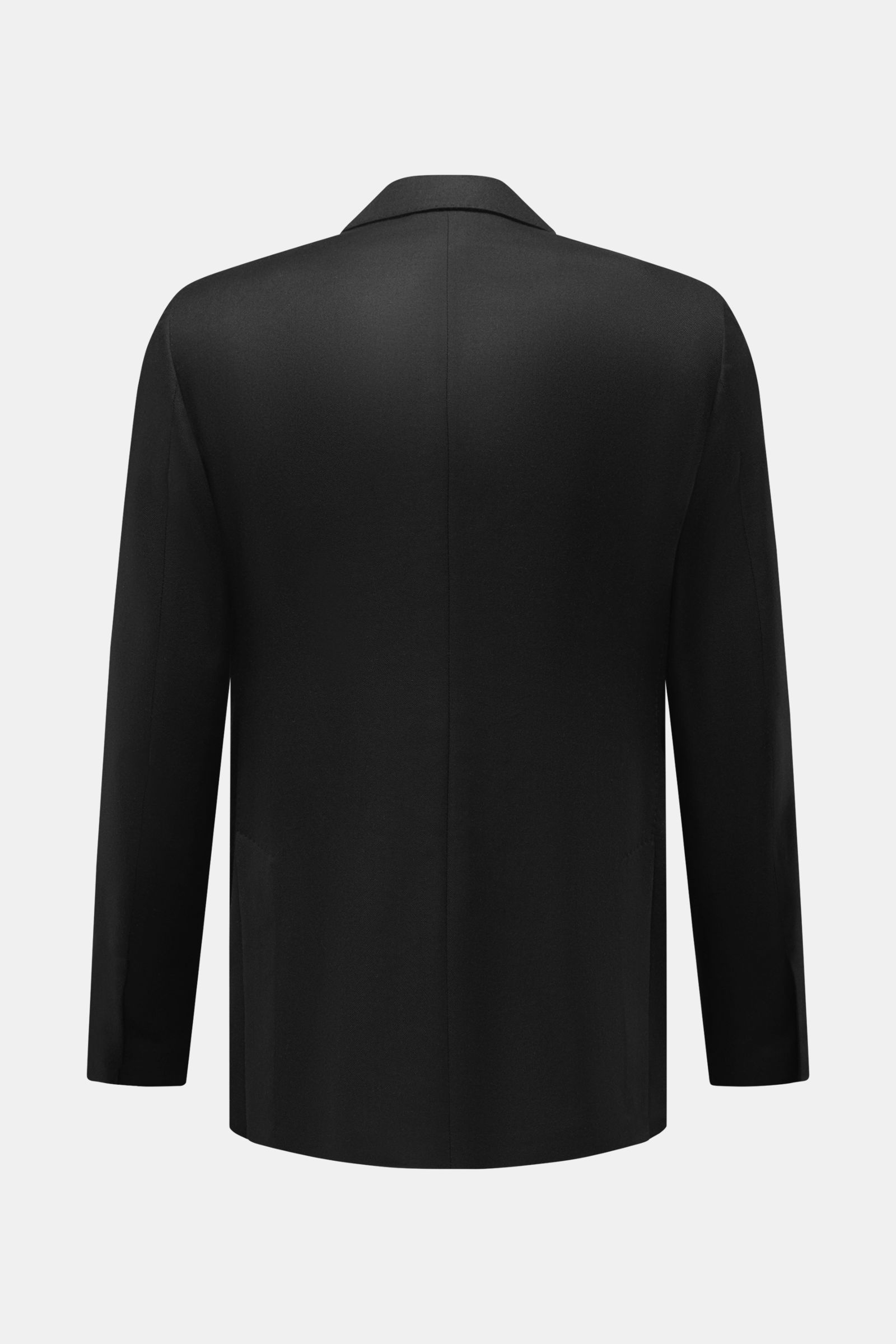 Lardini Sakko dark navy Rückansicht, zweireihig mit Spitzrevers, Blüten-Anstecker, Slim Fit, edler Mix aus Cashmere, Wolle, Seide, unconstructed Design.